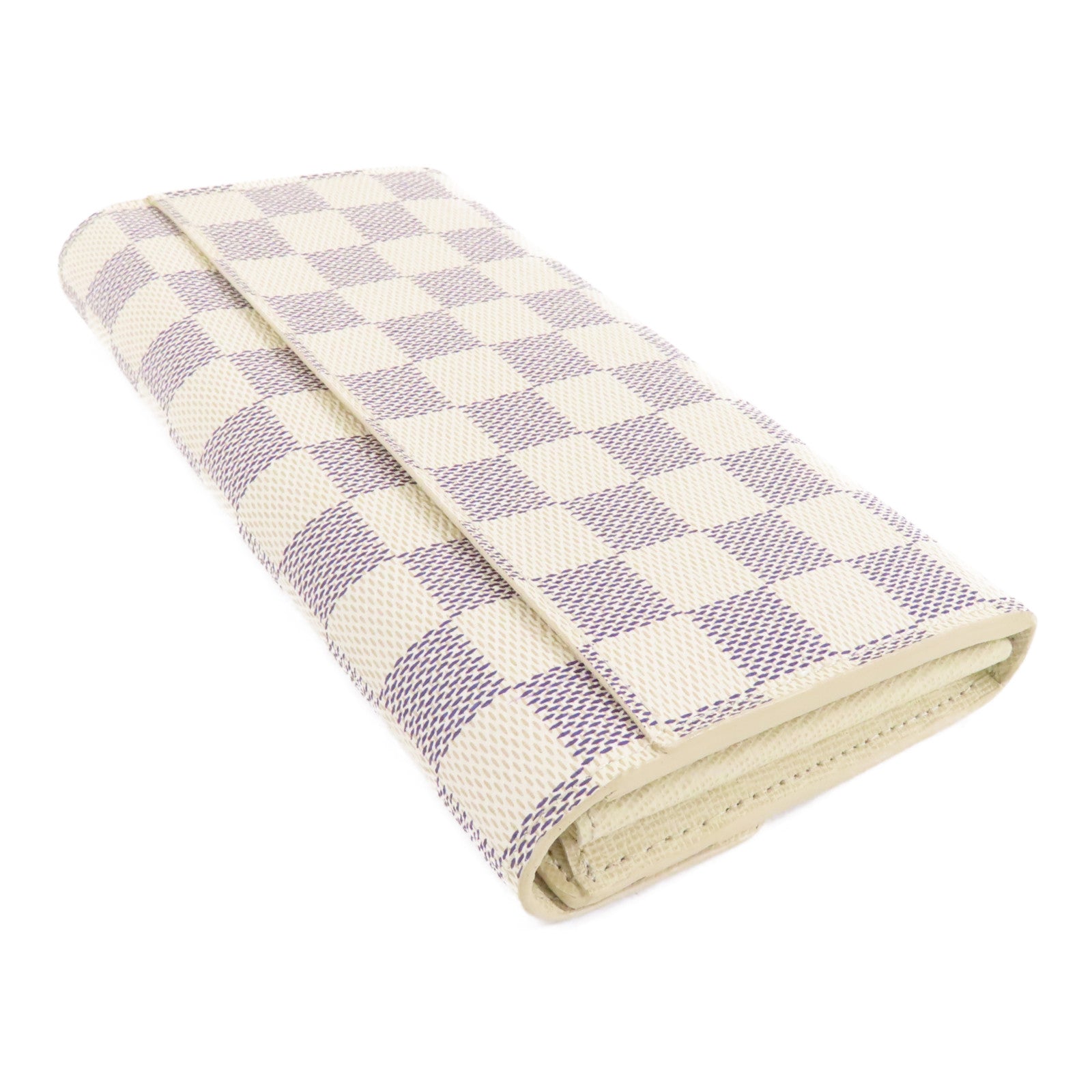 LOUIS VUITTON Damier Azur Sarah金扣長錢包白色
