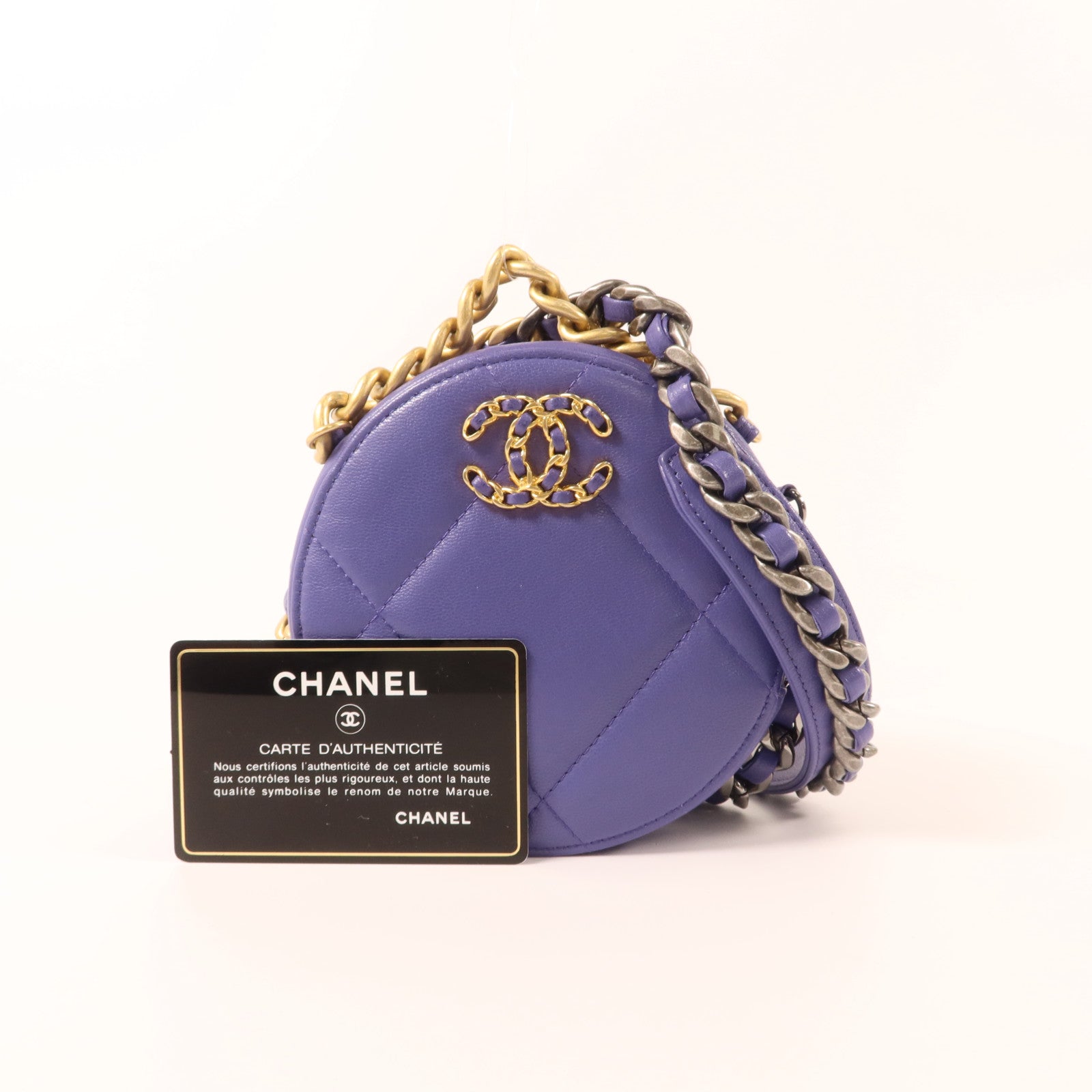 CHANEL 羊皮皮革Chanel 19 Round Clutch With Chain鏈帶肩背袋