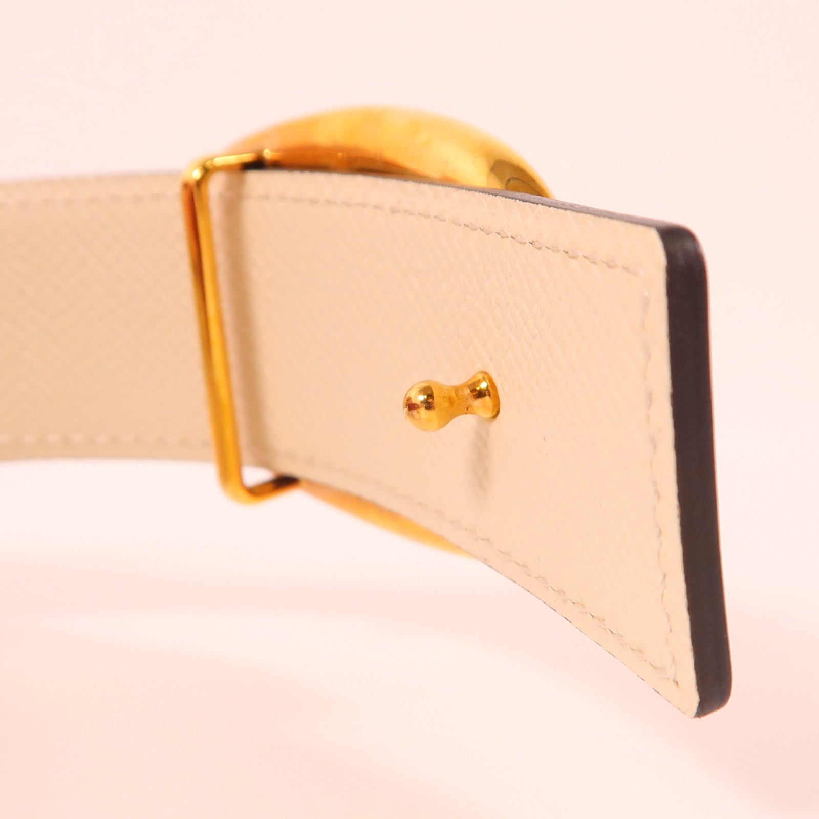 HERMES Swift/Epsom皮革Belt金扣皮帶White/Red