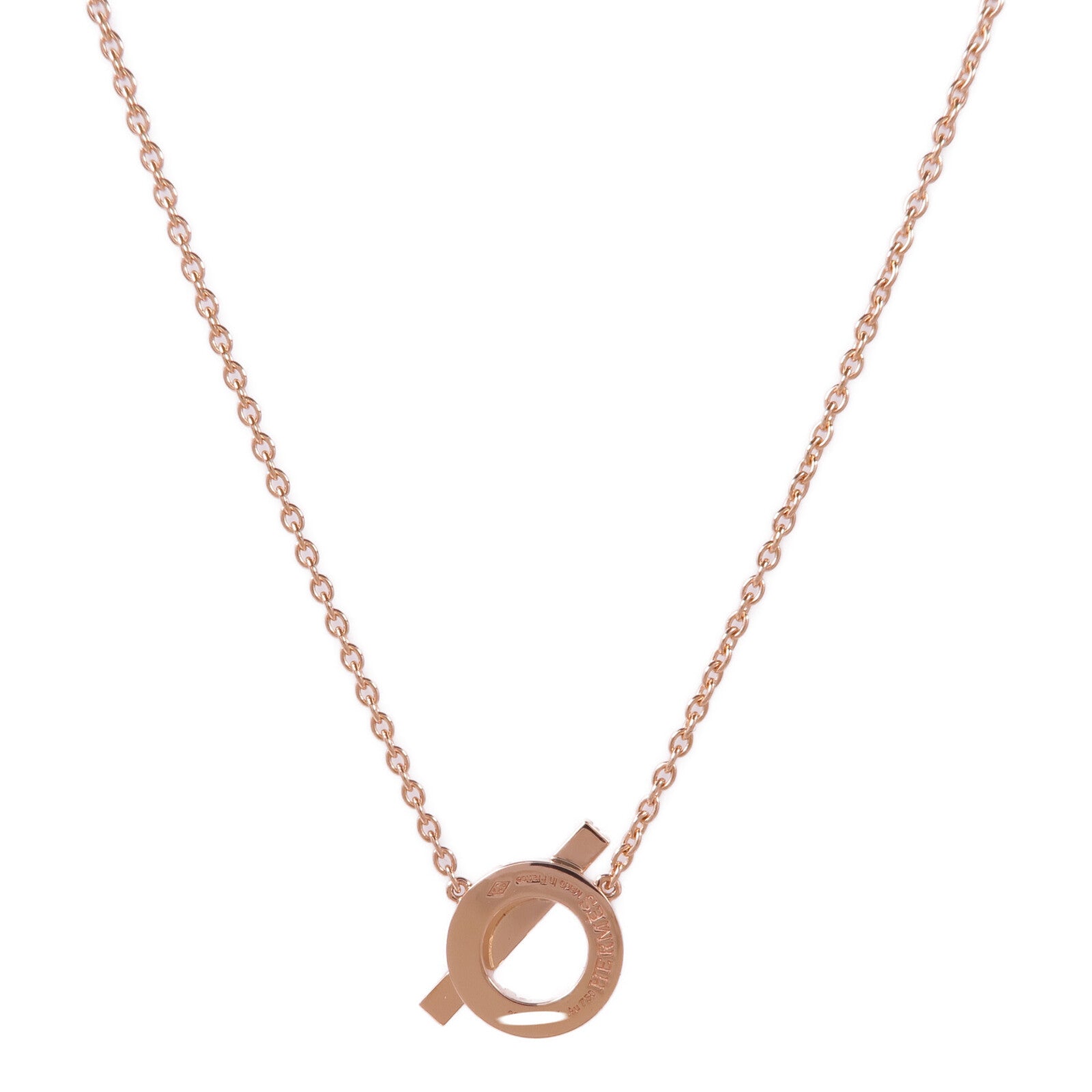 HERMES 18K玫瑰金Finesse Pendant鑽石項鍊