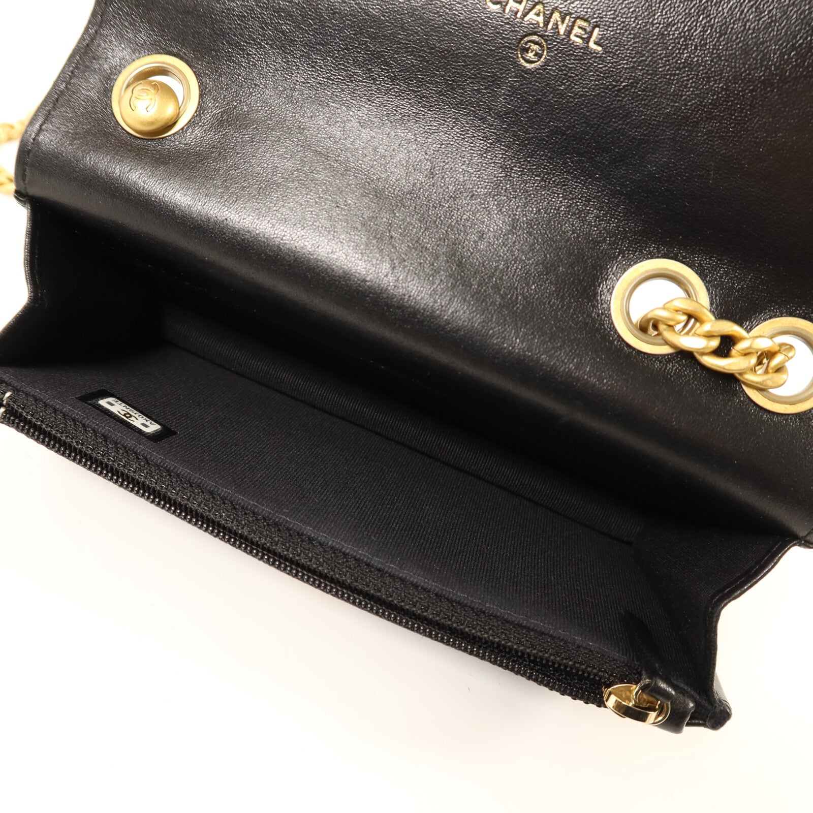 CHANEL 羊皮皮革Chain Shoulder金扣鏈帶肩背袋