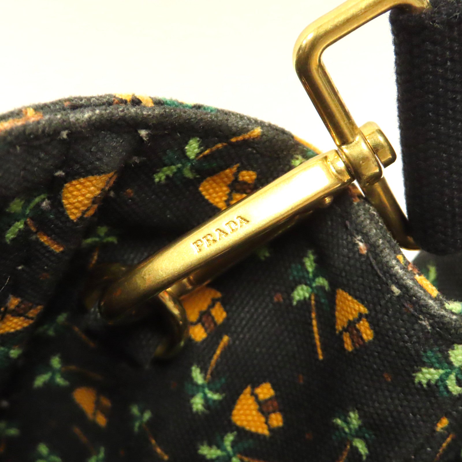 PRADA 【激減優惠】牛仔布Canapa Tote Bag金扣手挽肩背兩用袋黑色