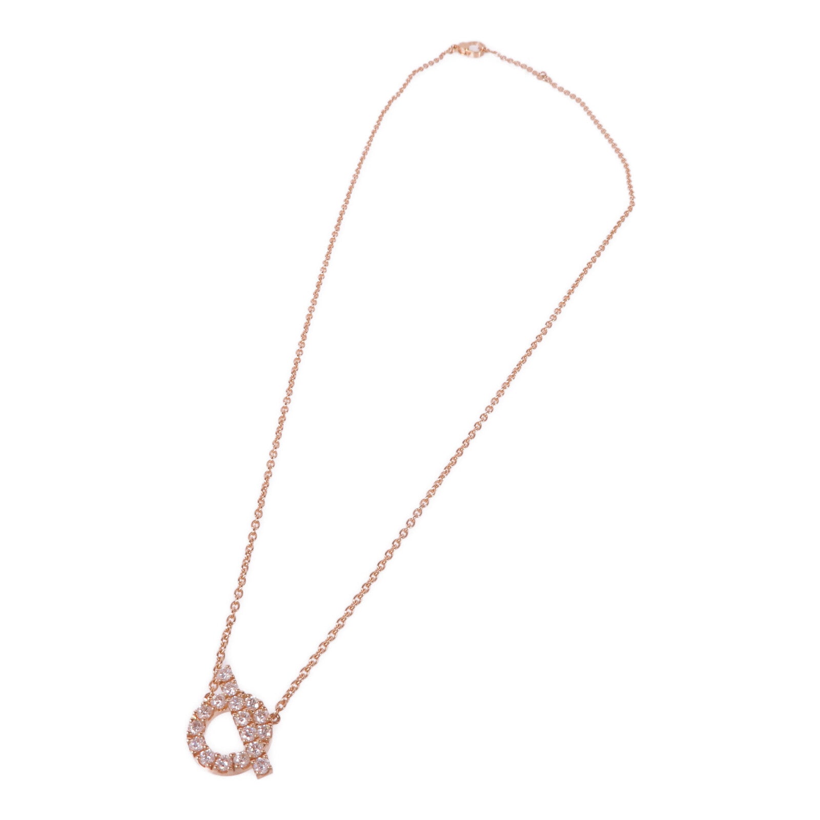 HERMES 18K玫瑰金Finesse Pendant鑽石項鍊