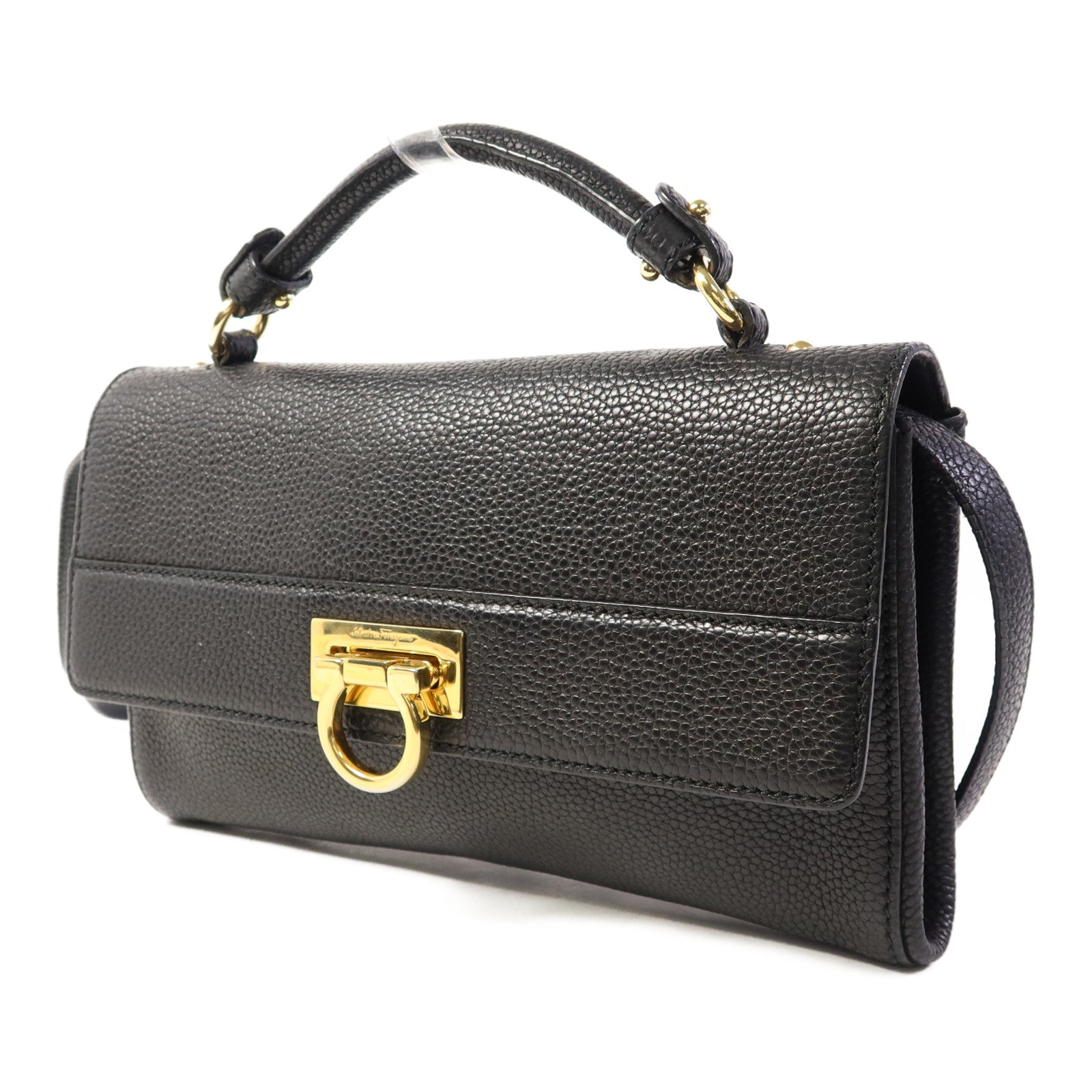 Salvatore Ferragamo 牛皮皮革Shoulder Bag金扣手挽肩背兩用袋