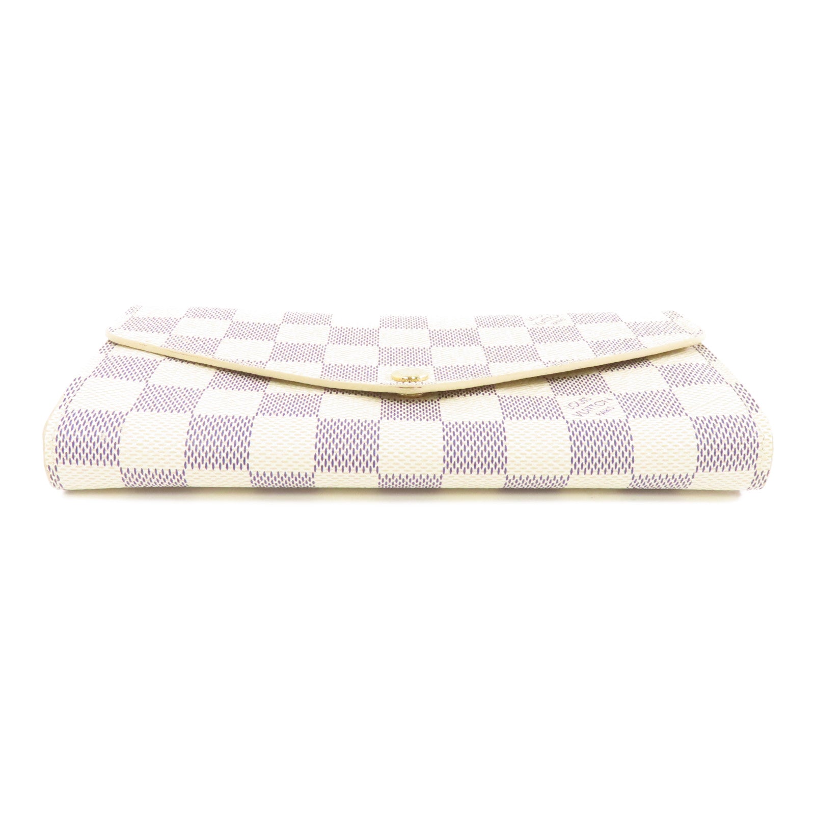 LOUIS VUITTON Damier Azur Sarah金扣長錢包白色