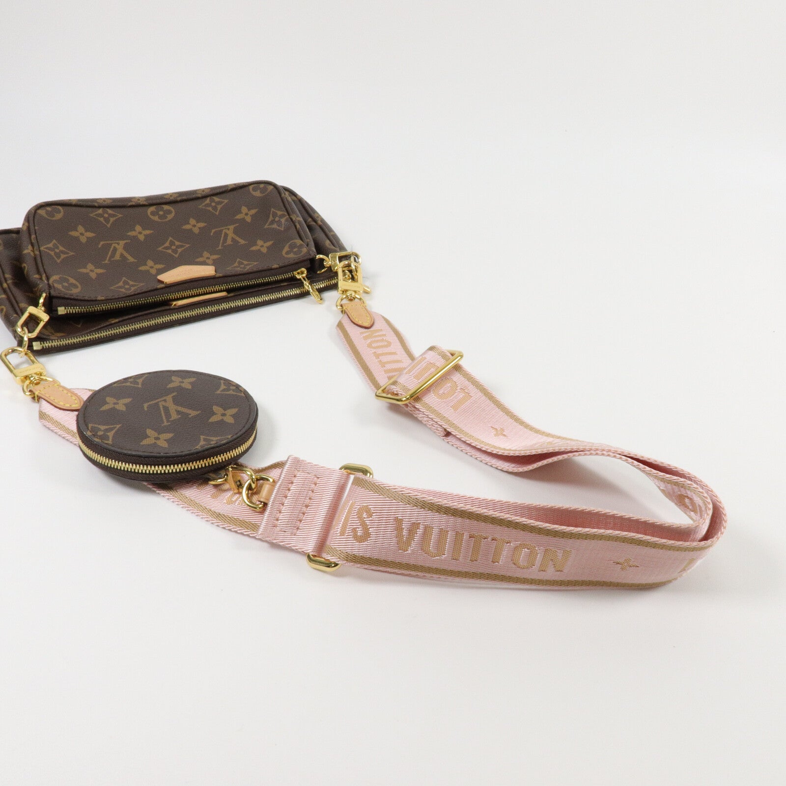 LOUIS VUITTON Monogram Multi Pochette Accessoires金扣手挽肩背兩用袋