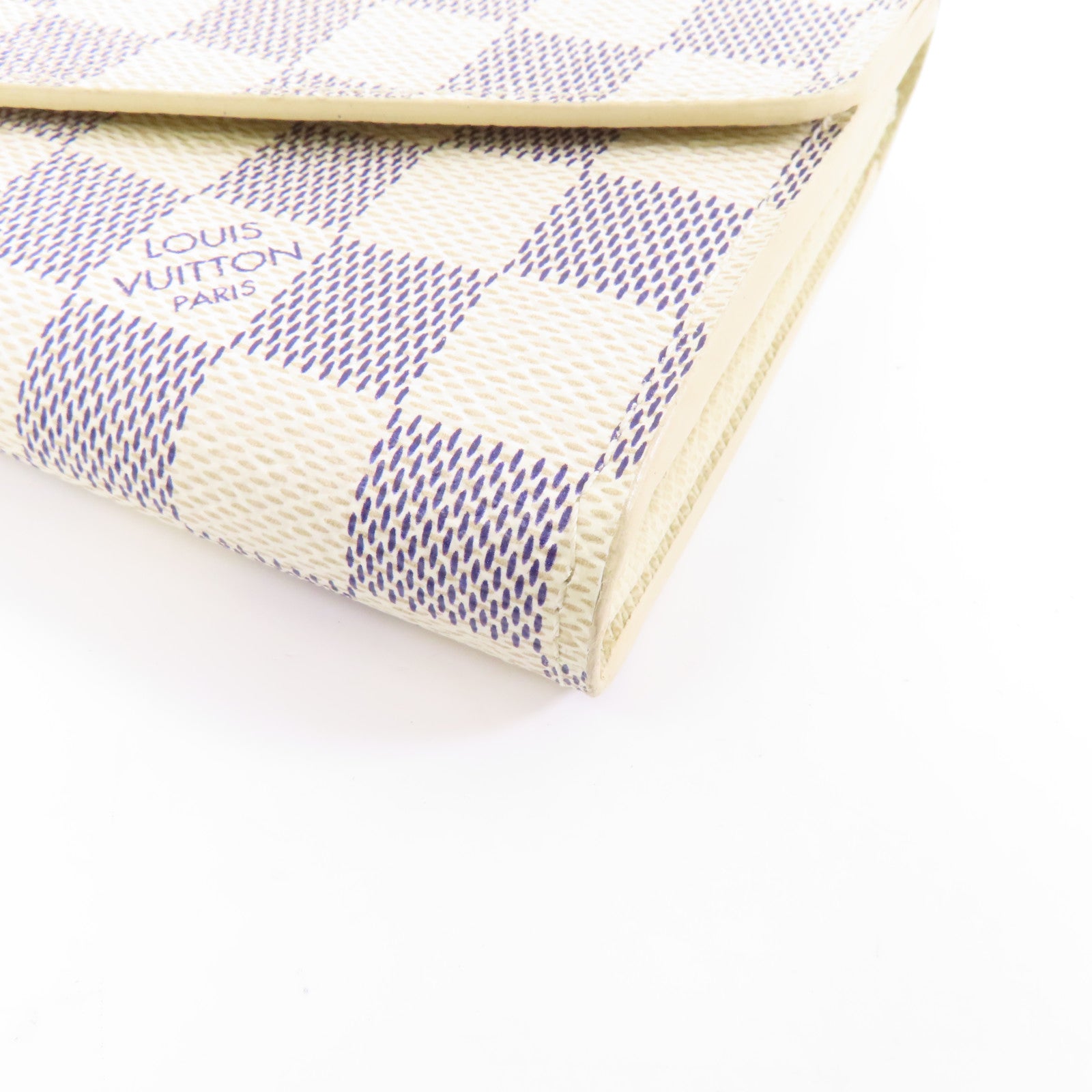 LOUIS VUITTON Damier Azur Sarah金扣長錢包白色