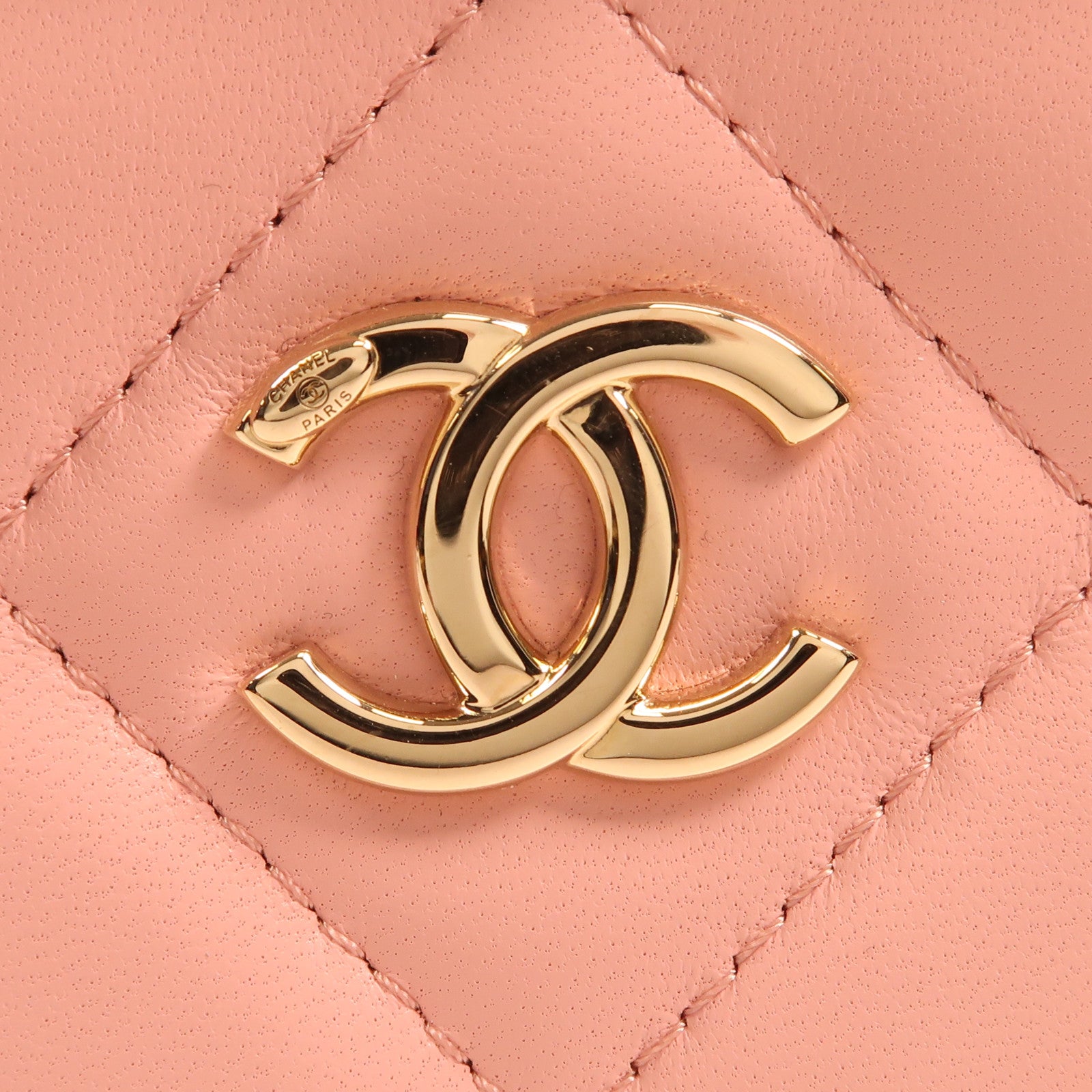 CHANEL CC GHW Vanity Chain Shoulder Bag Lambskin Leather Pink