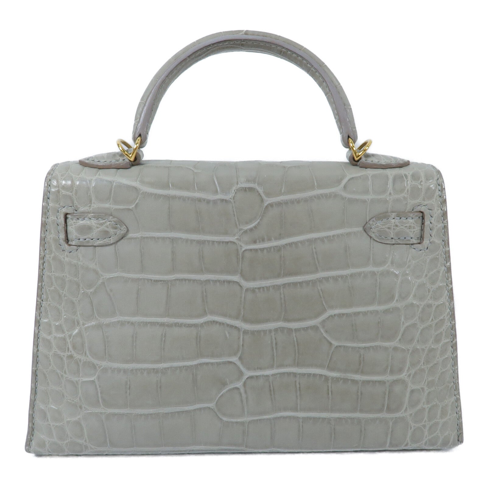HERMES 鱷魚皮革Mini Kelly II手挽肩背兩用袋Gris Perle