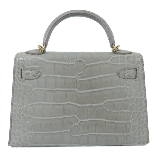HERMES 鱷魚皮革Mini Kelly II手挽肩背兩用袋Gris Perle