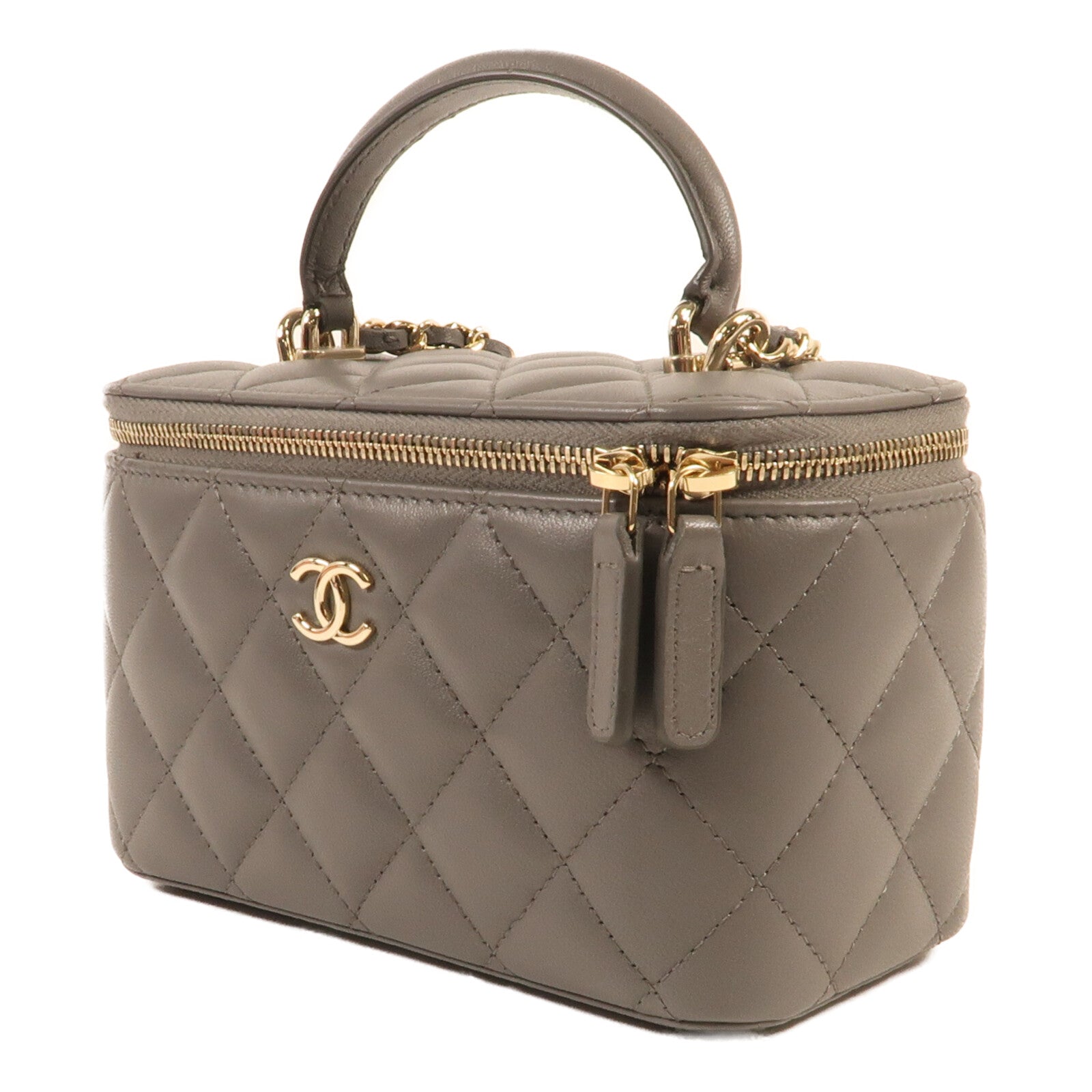 CHANEL 羊皮皮革Top-Handle Vanity Case金扣鏈帶肩背袋