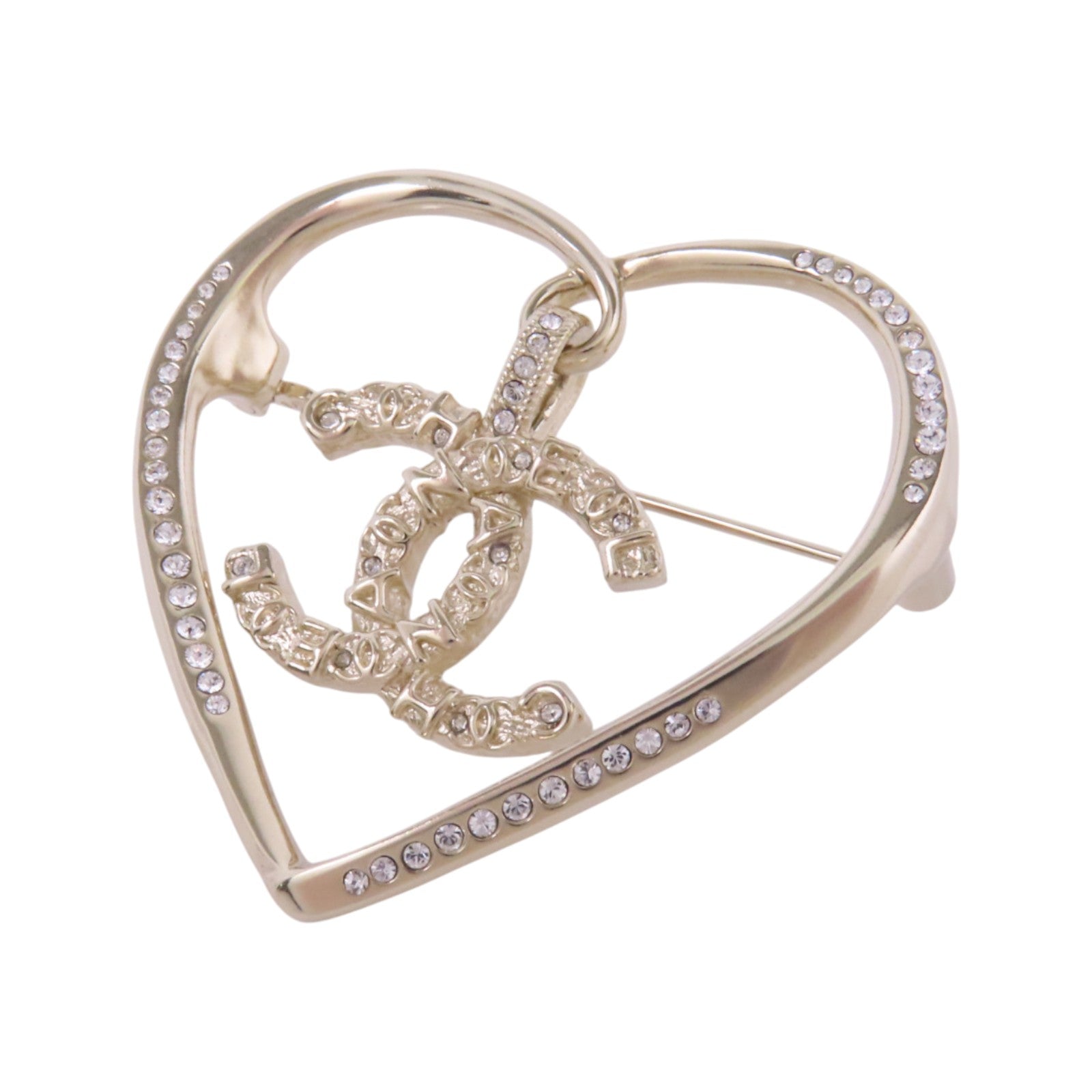 CHANEL 金屬/水鑽Brooch金扣胸針