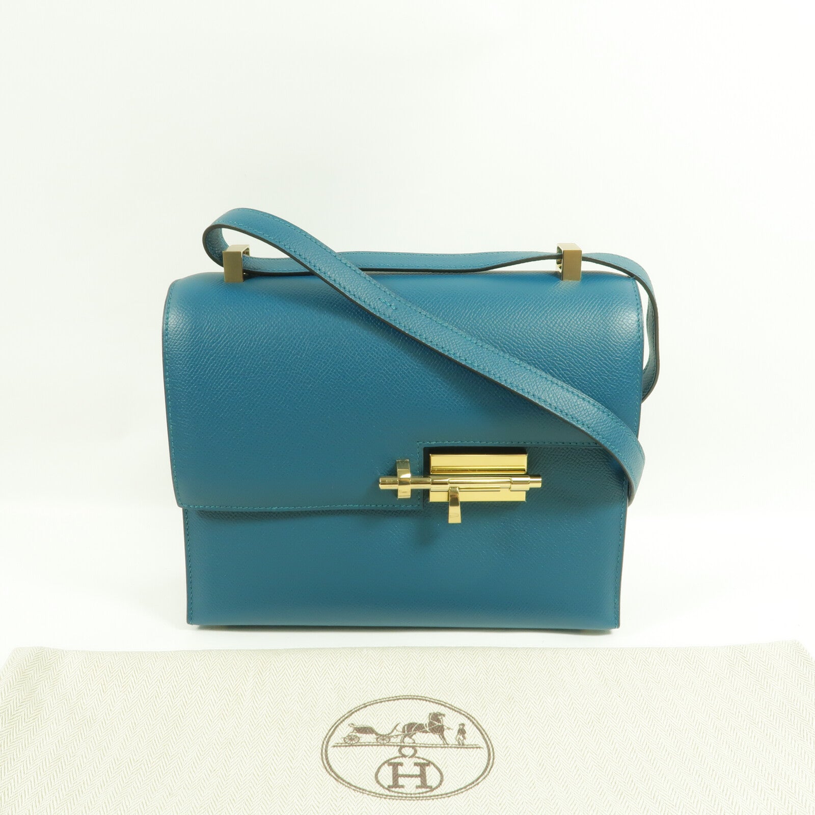 HERMES Epsom皮革Verrou 23肩背袋Vert Bosphore
