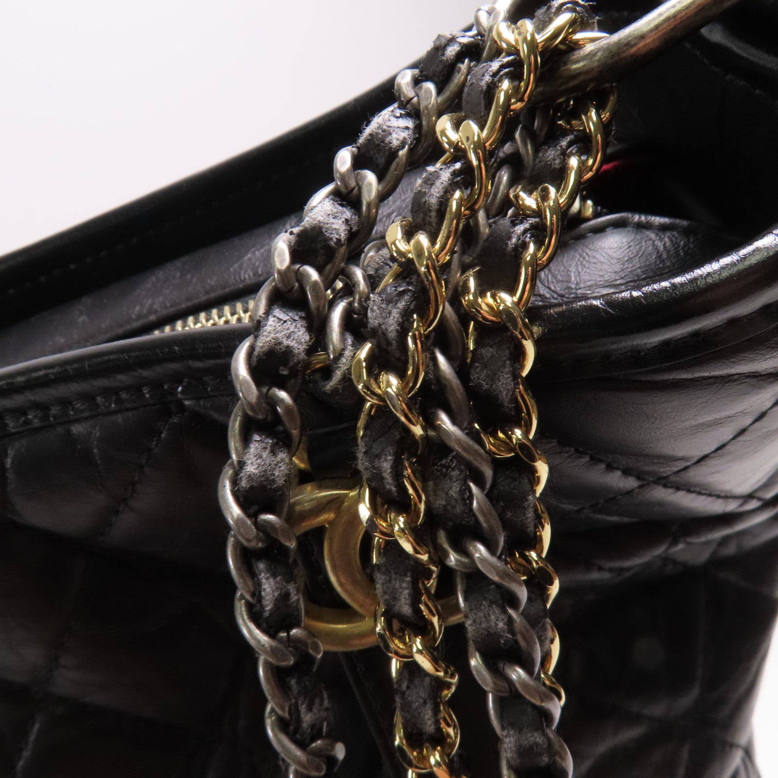 CHANEL CC Gabrielle Chain Shoulder Bag Calfskin Leather Black