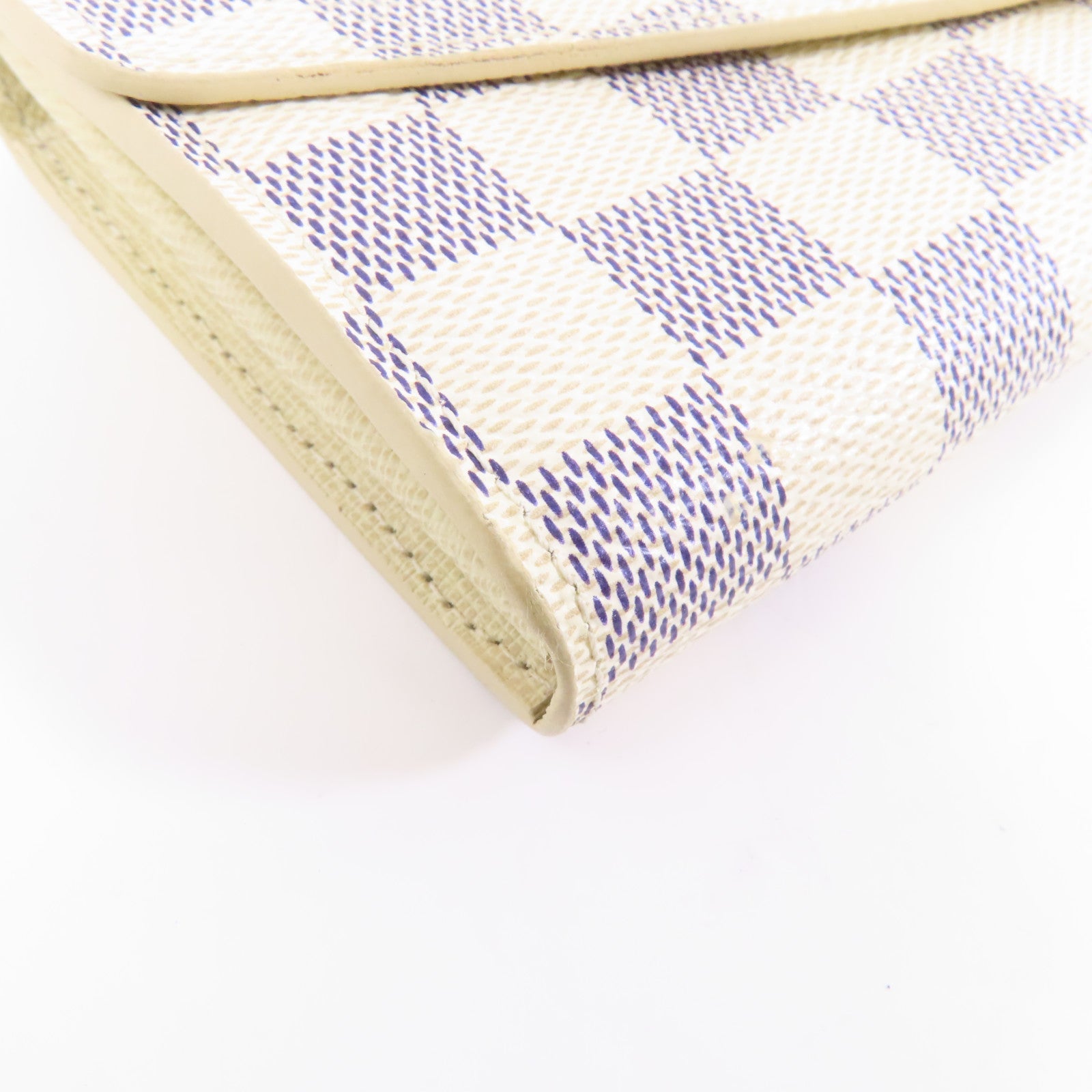 LOUIS VUITTON Damier Azur Sarah金扣長錢包白色