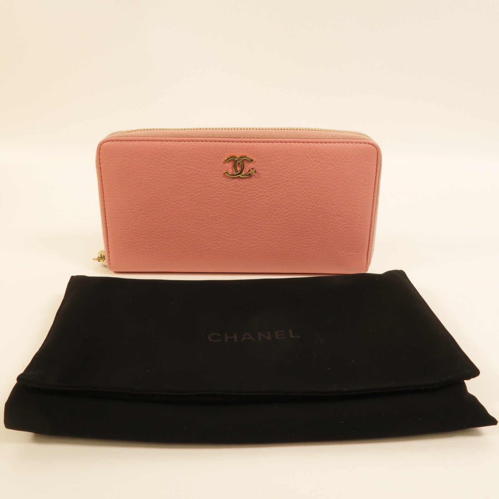 CHANEL 牛皮皮革Lucky Flower Zip Wallet長錢包
