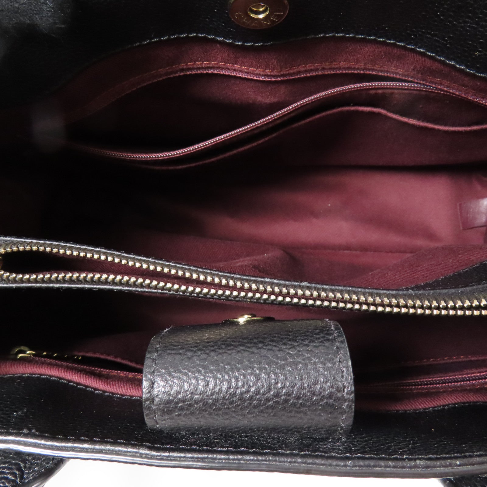 CHANEL 牛皮皮革2 Way Shoulder金扣手挽肩背兩用袋