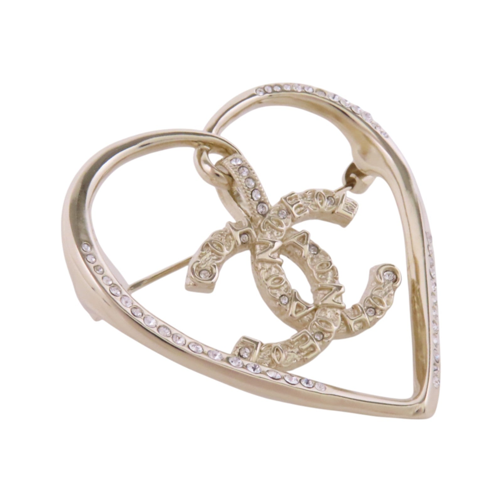 CHANEL 金屬/水鑽Brooch金扣胸針