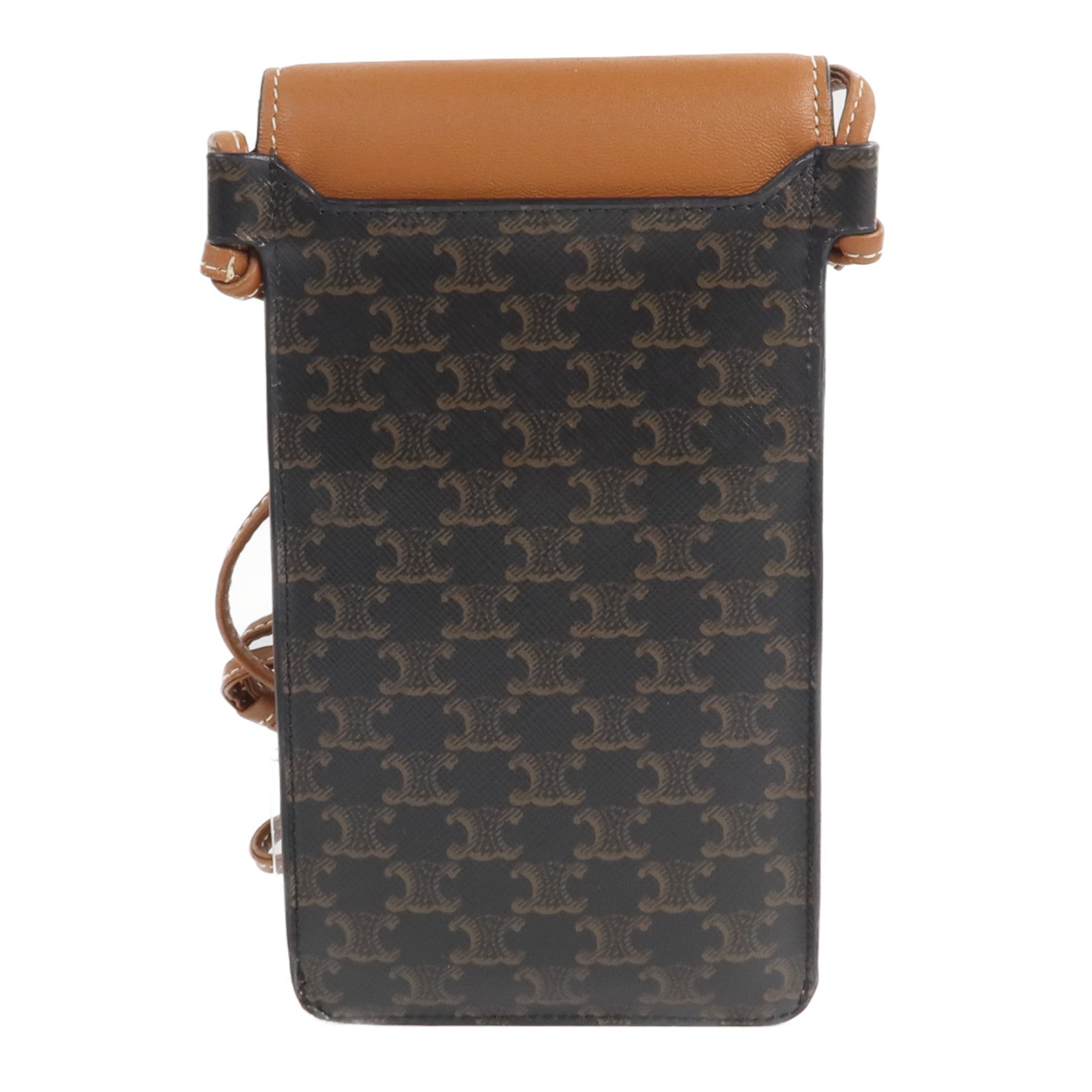 CELINE 塗層帆布/牛皮皮革Triomphe Phone Pouch with Flap肩背袋