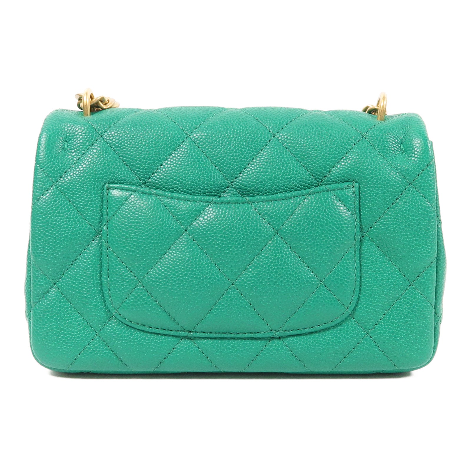 CHANEL CC GHW Chain Shoulder Bag Calfskin Leather Green