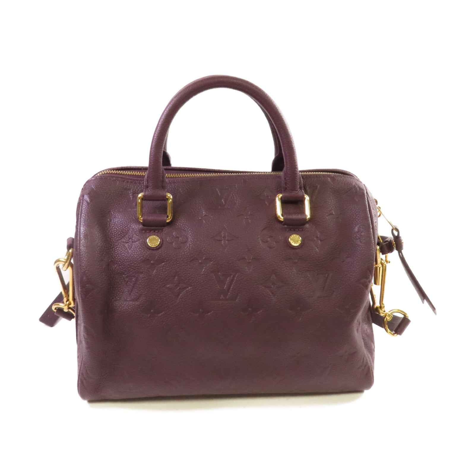 LOUIS VUITTON Monogram Empreinte Speedy Bandouliere 25 2Way Shoulder Bag金扣手挽肩背兩用袋紫色