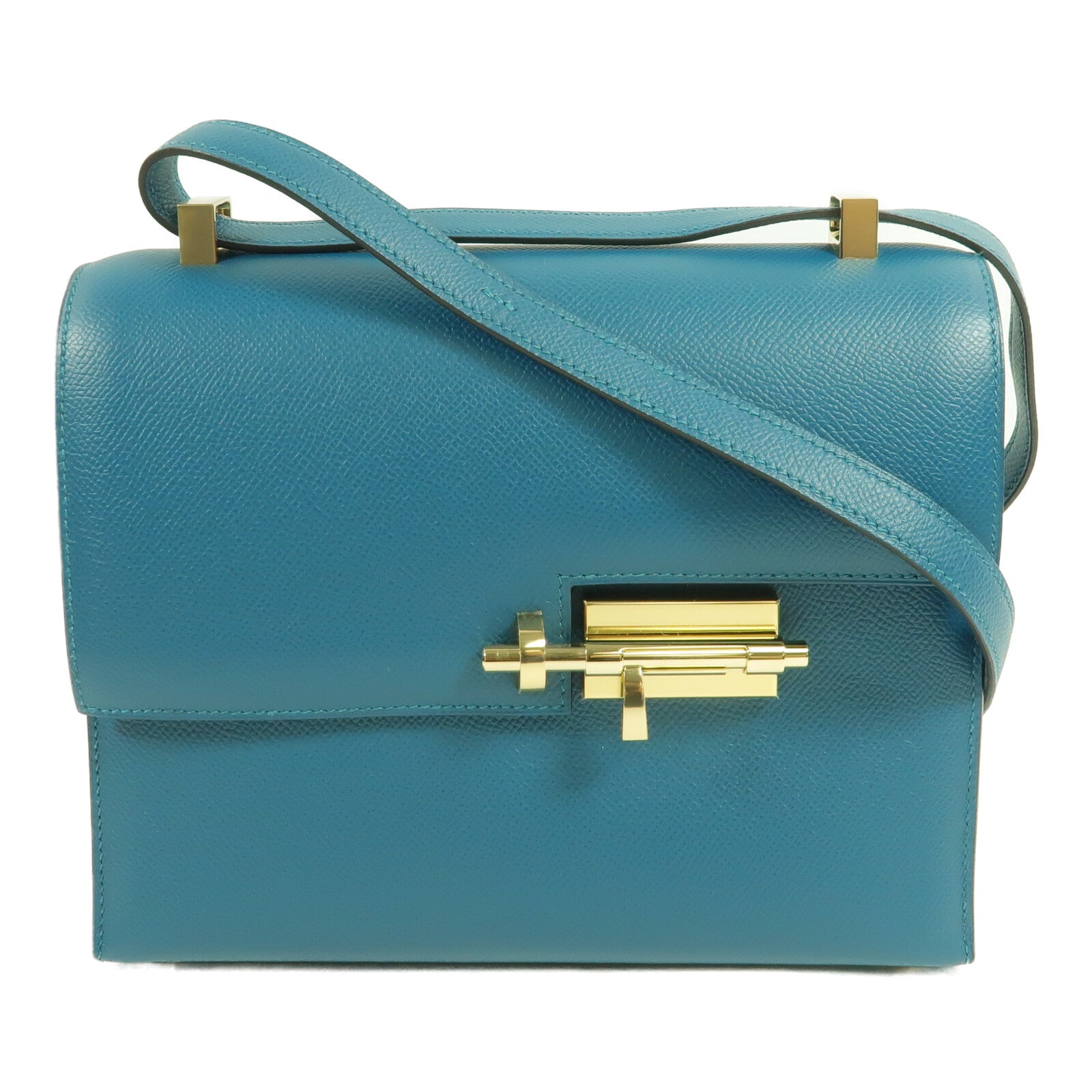 HERMES Epsom皮革Verrou 23肩背袋Vert Bosphore