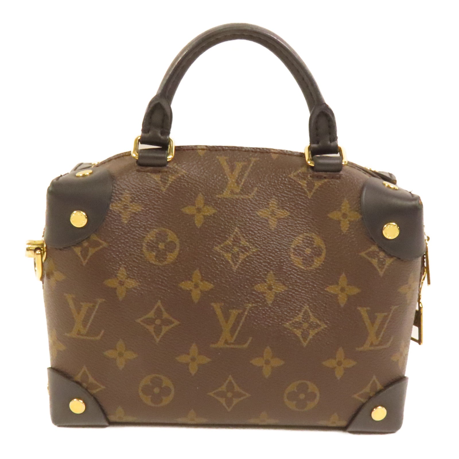 LOUIS VUITTON Monogram Petite Malle Souple金扣手挽肩背兩用袋棕色