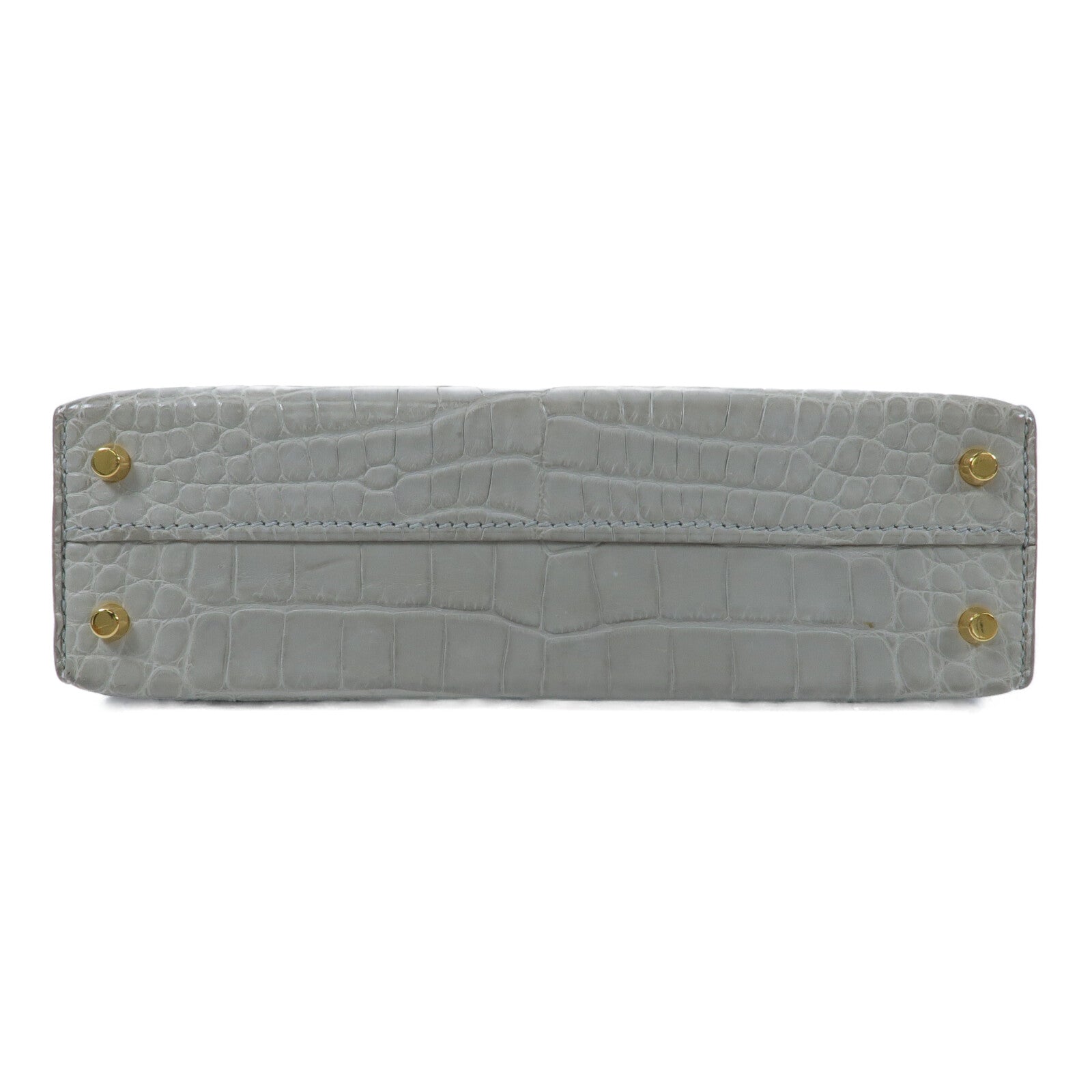 HERMES 鱷魚皮革Mini Kelly II手挽肩背兩用袋Gris Perle