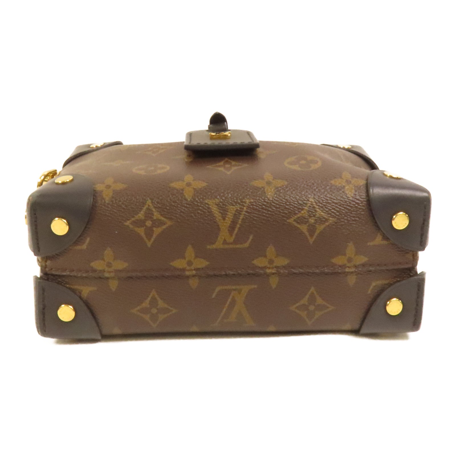 LOUIS VUITTON Monogram Petite Malle Souple金扣手挽肩背兩用袋棕色