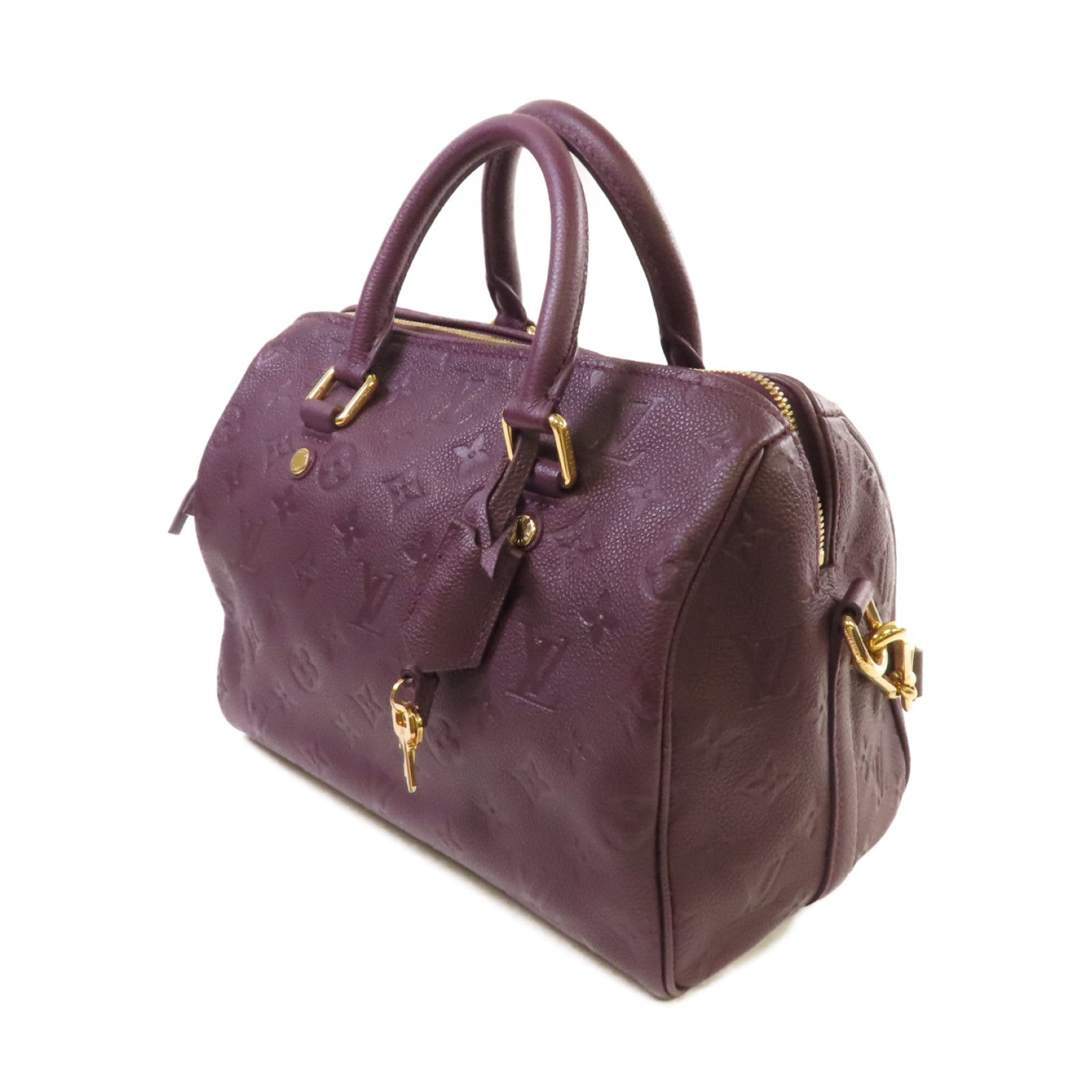 LOUIS VUITTON Monogram Empreinte Speedy Bandouliere 25 2Way Shoulder Bag金扣手挽肩背兩用袋紫色