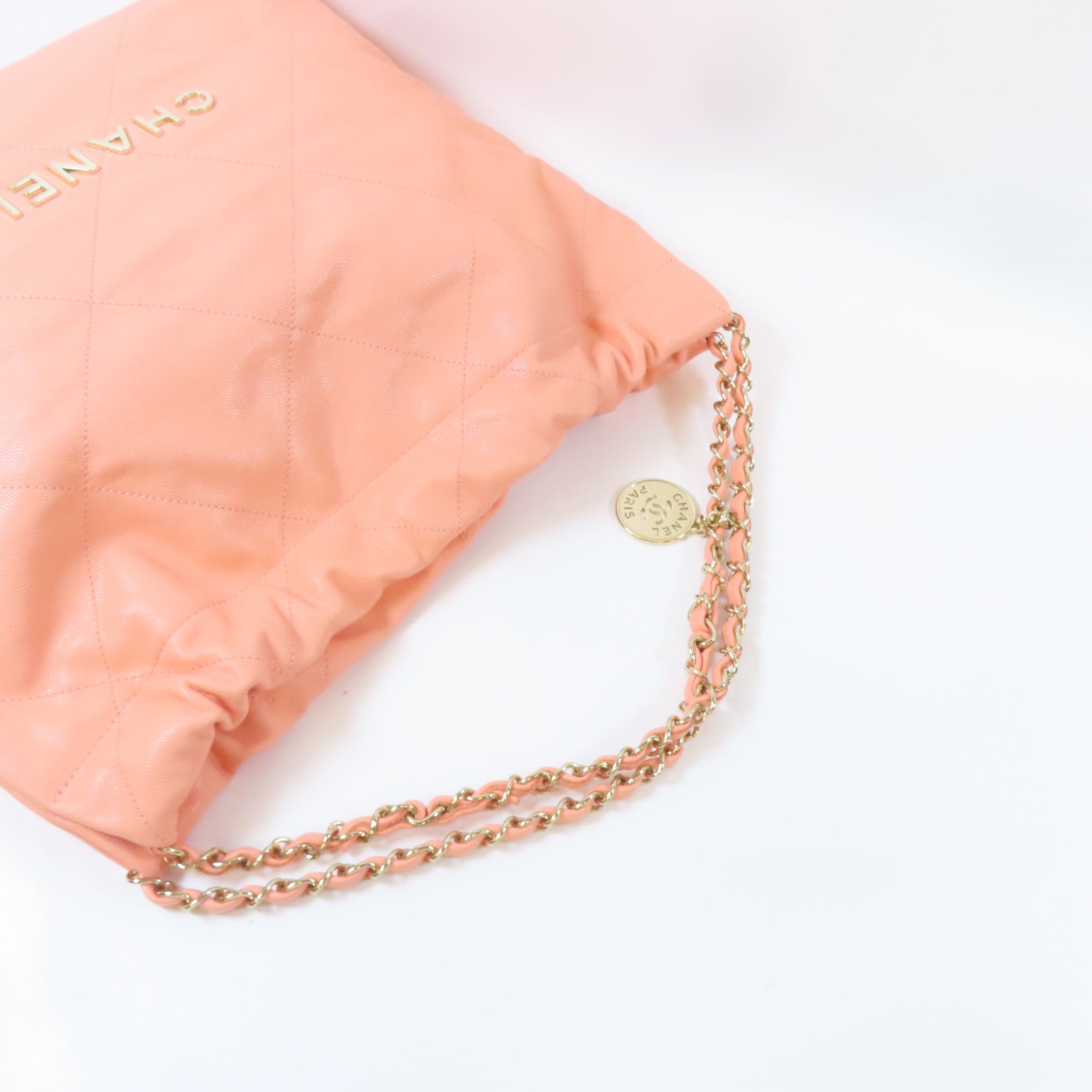 CHANEL 【激減優惠】菱格牛皮皮革Chain Shoulder金扣鏈帶肩背袋粉紅色