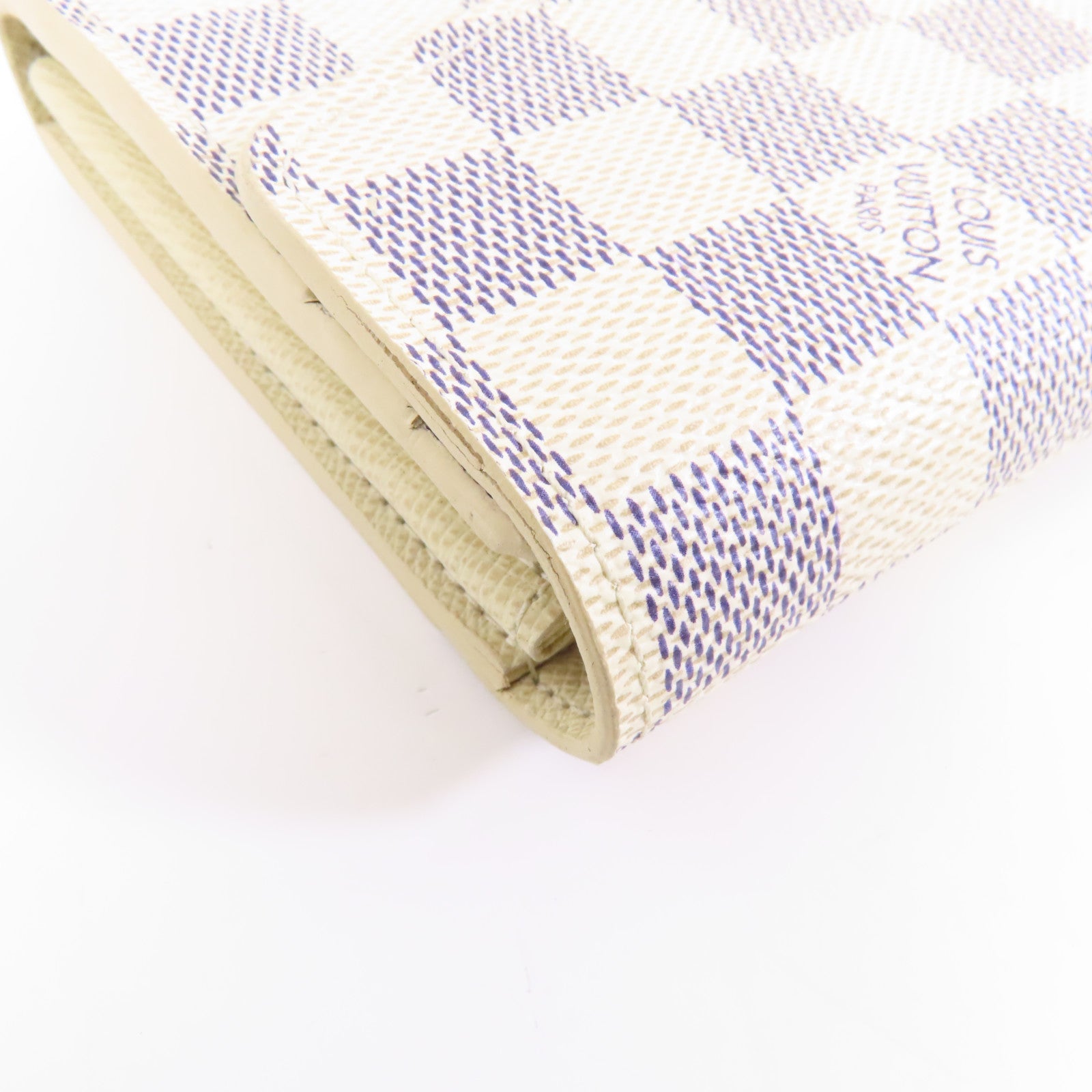 LOUIS VUITTON Damier Azur Sarah金扣長錢包白色