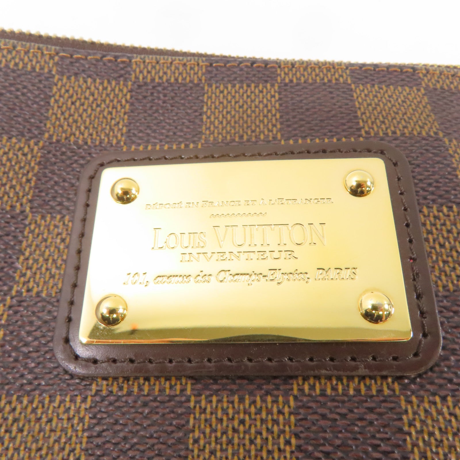 LOUIS VUITTON Damier Eva金扣手挽肩背兩用袋棕色