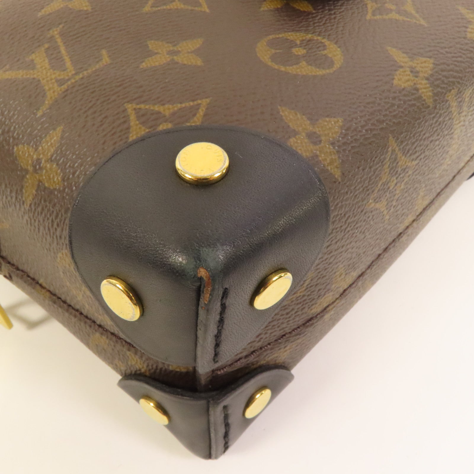 LOUIS VUITTON Monogram Petite Malle Souple金扣手挽肩背兩用袋棕色