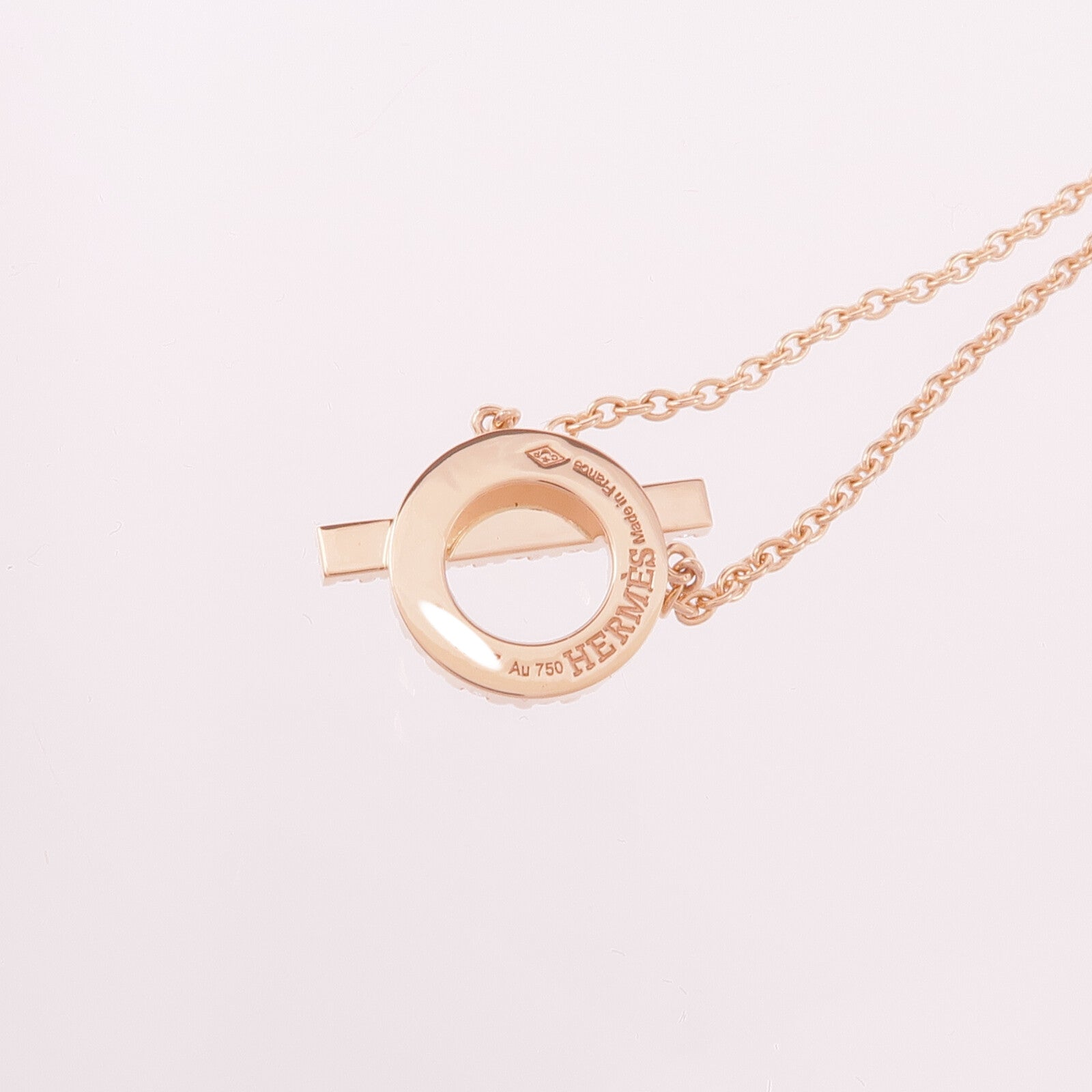 HERMES 18K玫瑰金Finesse Pendant鑽石項鍊