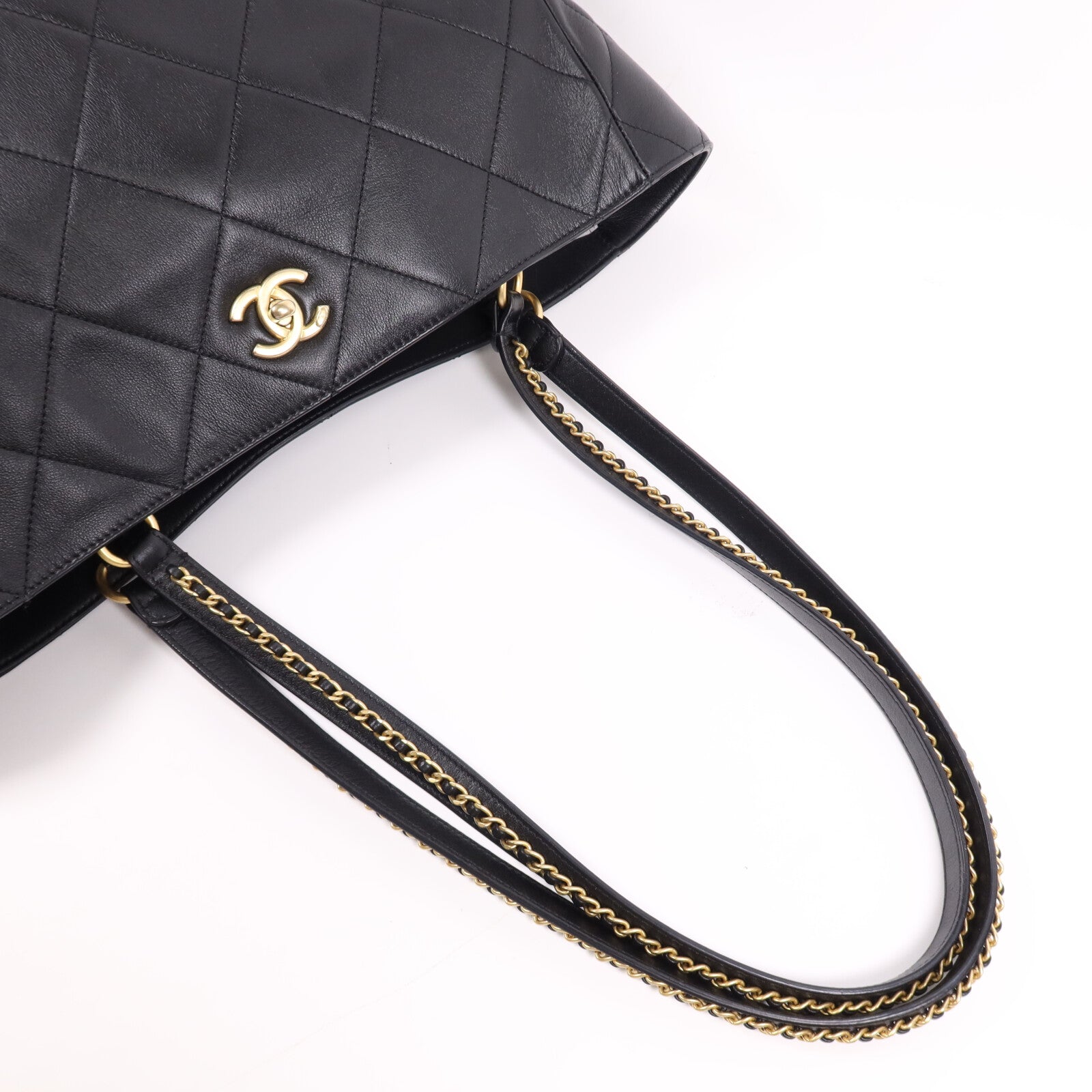 CHANEL 牛皮皮革Matelasse Tote金扣手挽袋