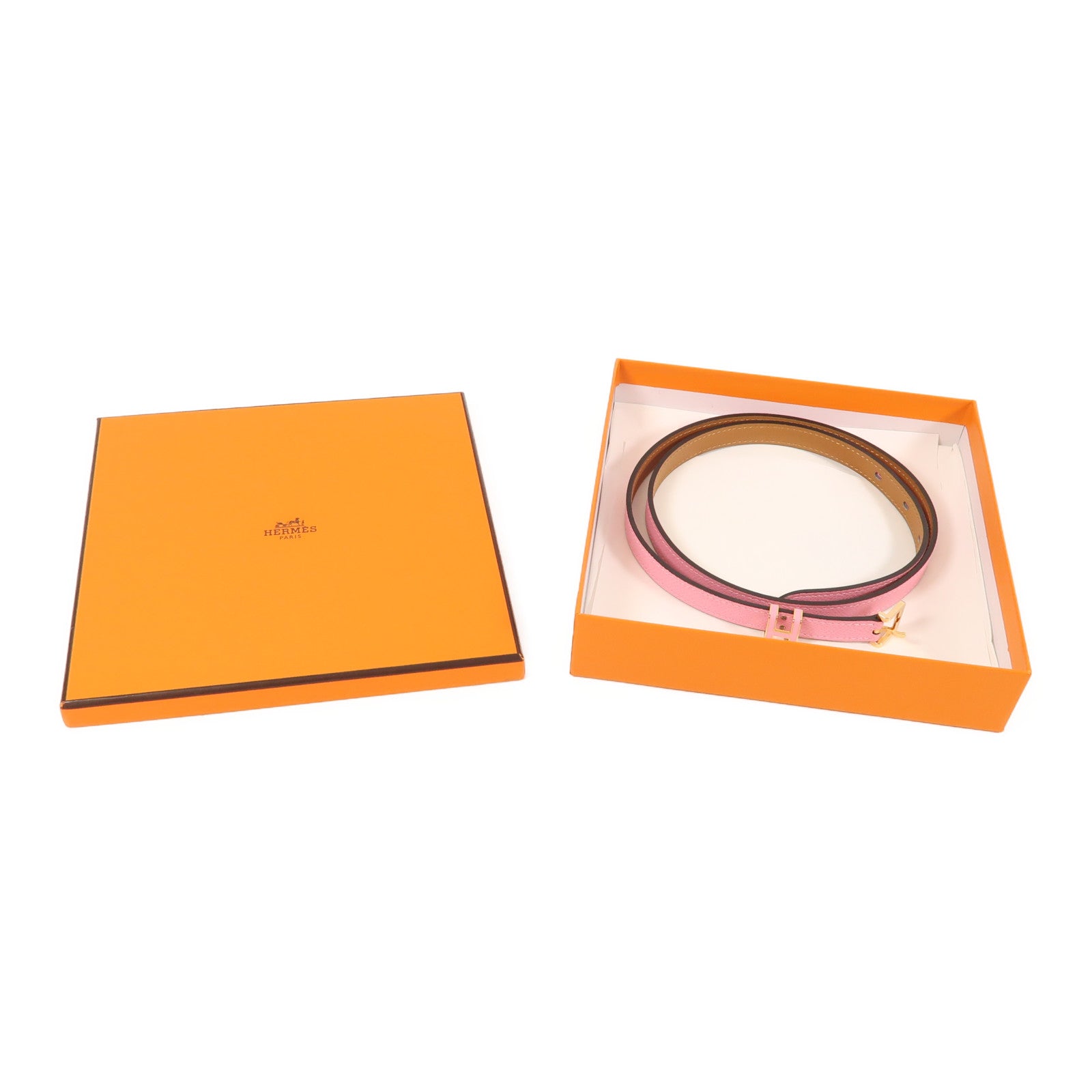 HERMES Epsom皮革Pop H 15 Belt皮帶Bubblegum Pink