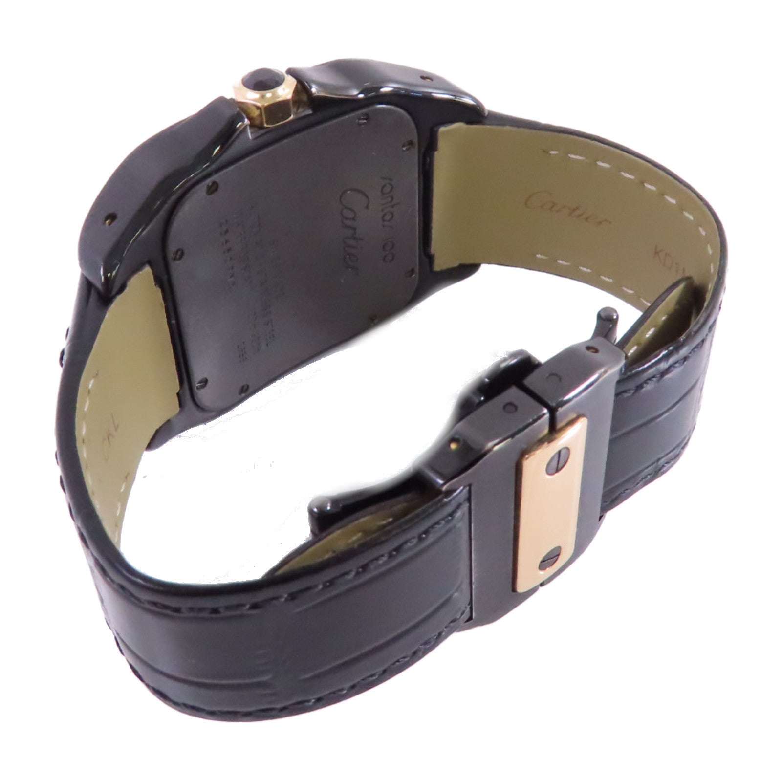 CARTIER Santos 100 Carbon  Automatic Watch 18K Rose Gold SS W2020009 Black