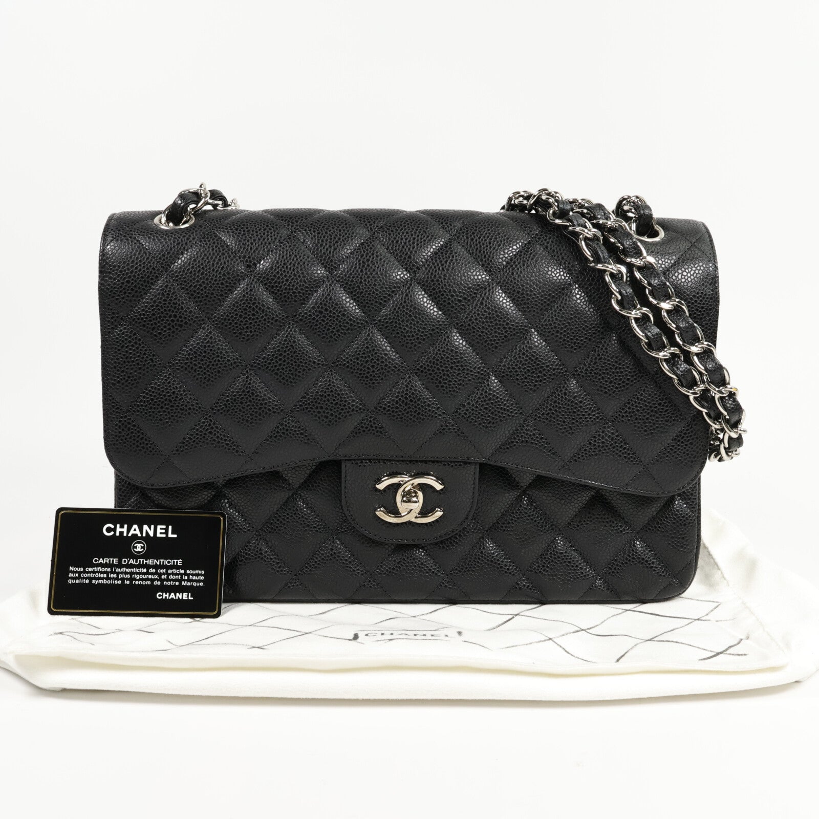 CHANEL 牛皮皮革Large Classic鏈帶肩背袋