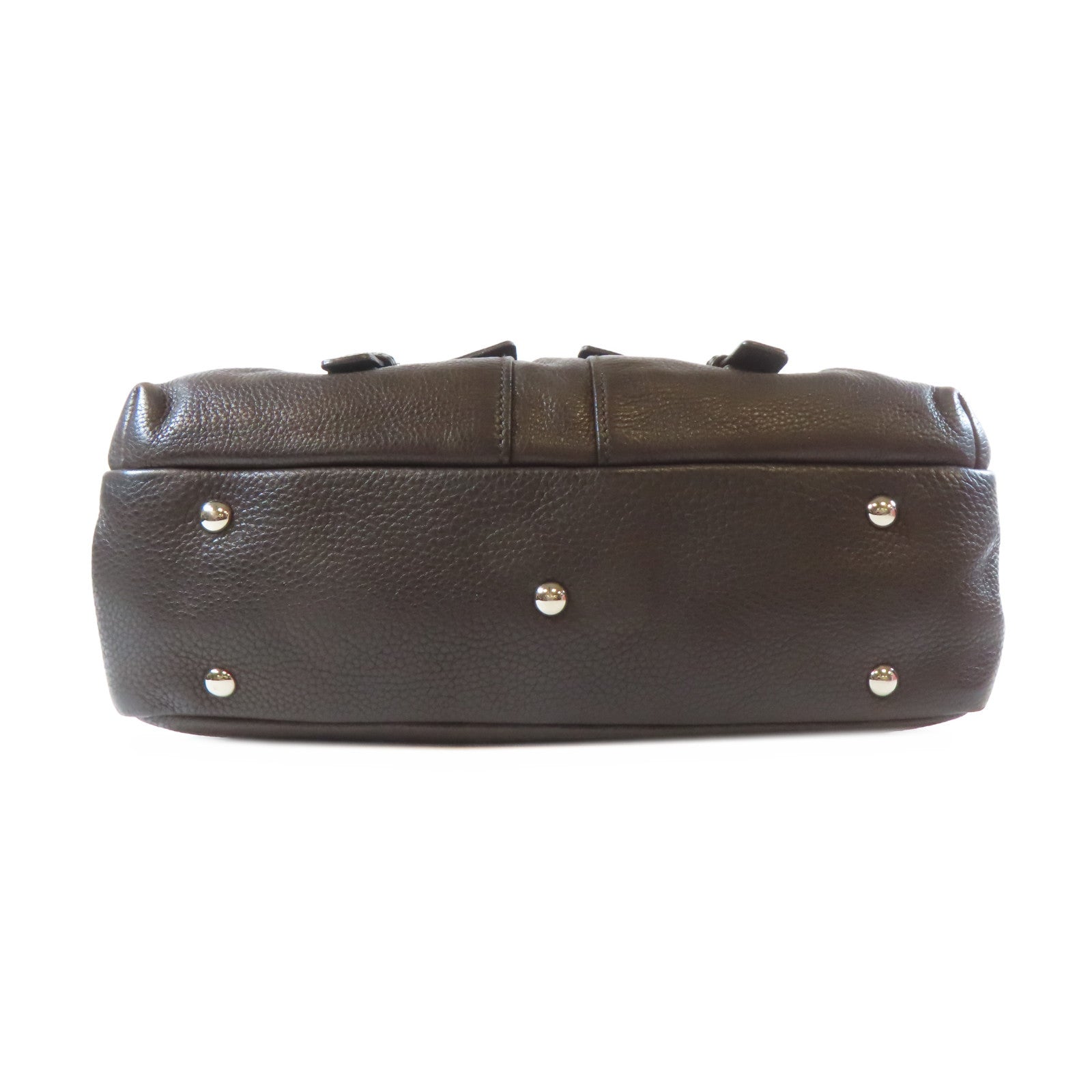 SAINT LAURENT 【激減優惠】牛皮皮革Shoulder Bag銀扣肩背袋啡色