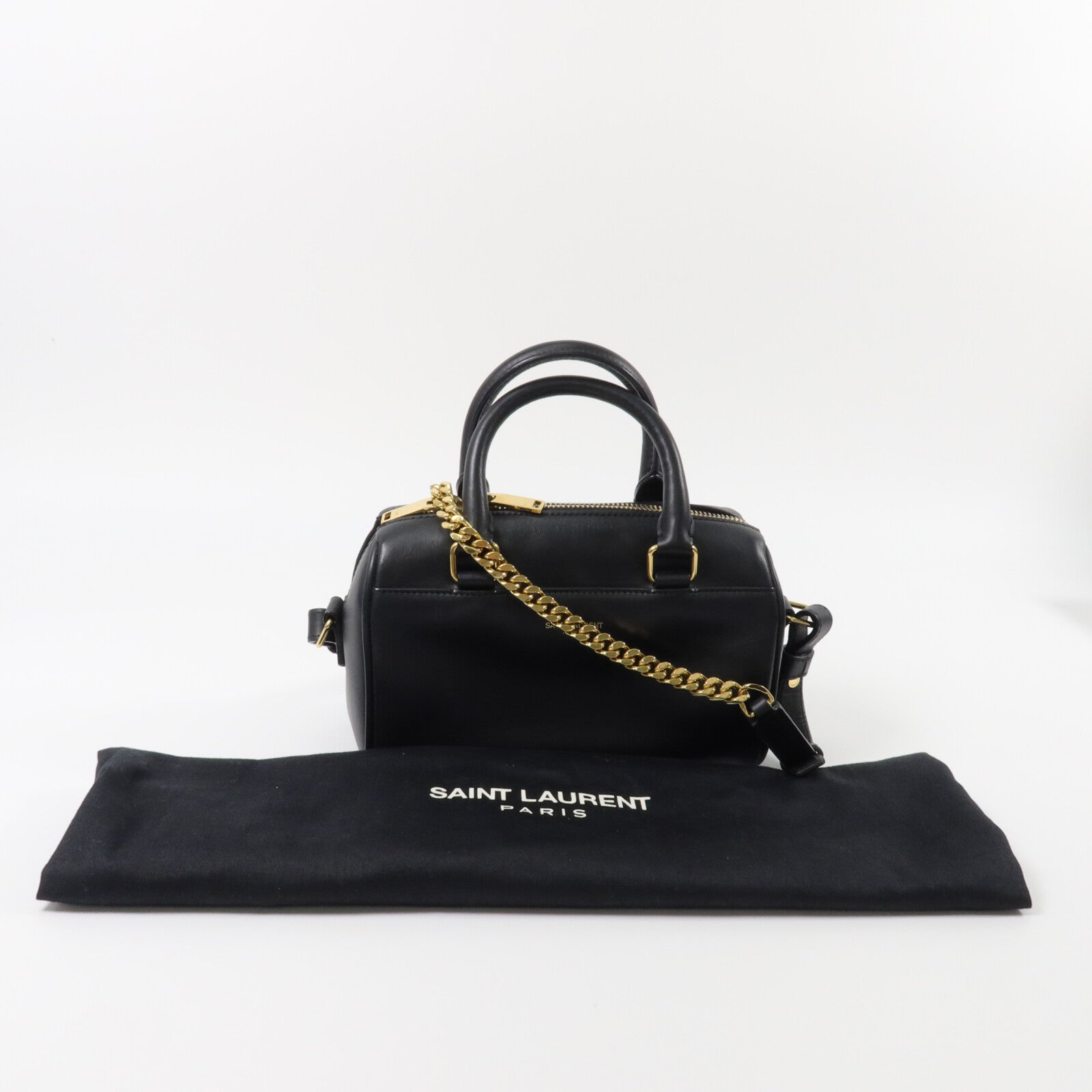 YVES SAINT LAURENT 牛皮皮革Classic Duffle Mini 18鏈帶手挽肩背兩用袋
