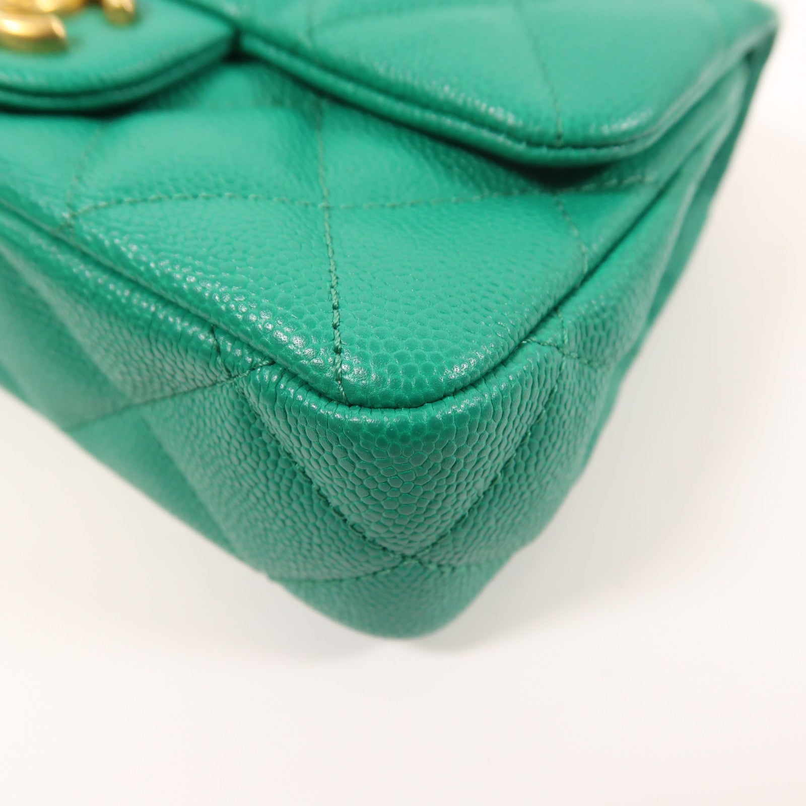 CHANEL CC GHW Chain Shoulder Bag Calfskin Leather Green