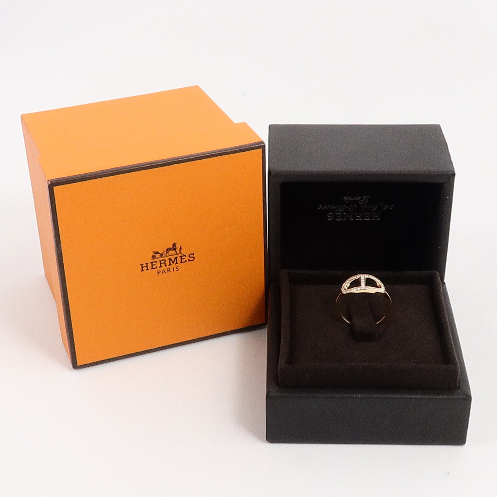 HERMES 18K玫瑰金Chaine D'ancre Contour Ring戒指