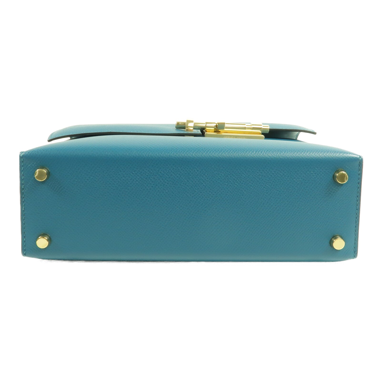 HERMES Epsom皮革Verrou 23肩背袋Vert Bosphore