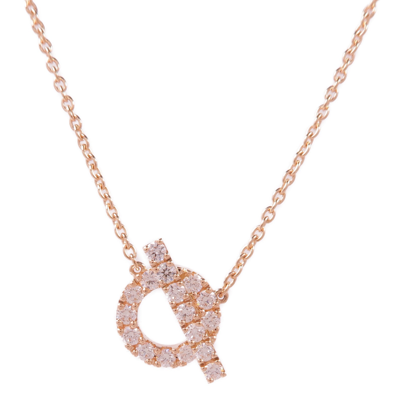 HERMES 18K玫瑰金Finesse Pendant鑽石項鍊