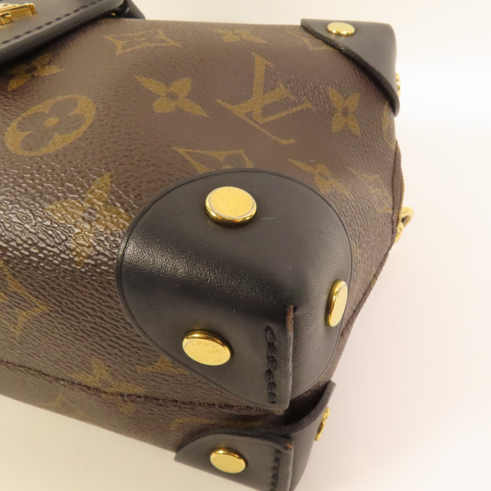 LOUIS VUITTON Monogram Petite Malle Souple金扣手挽肩背兩用袋棕色