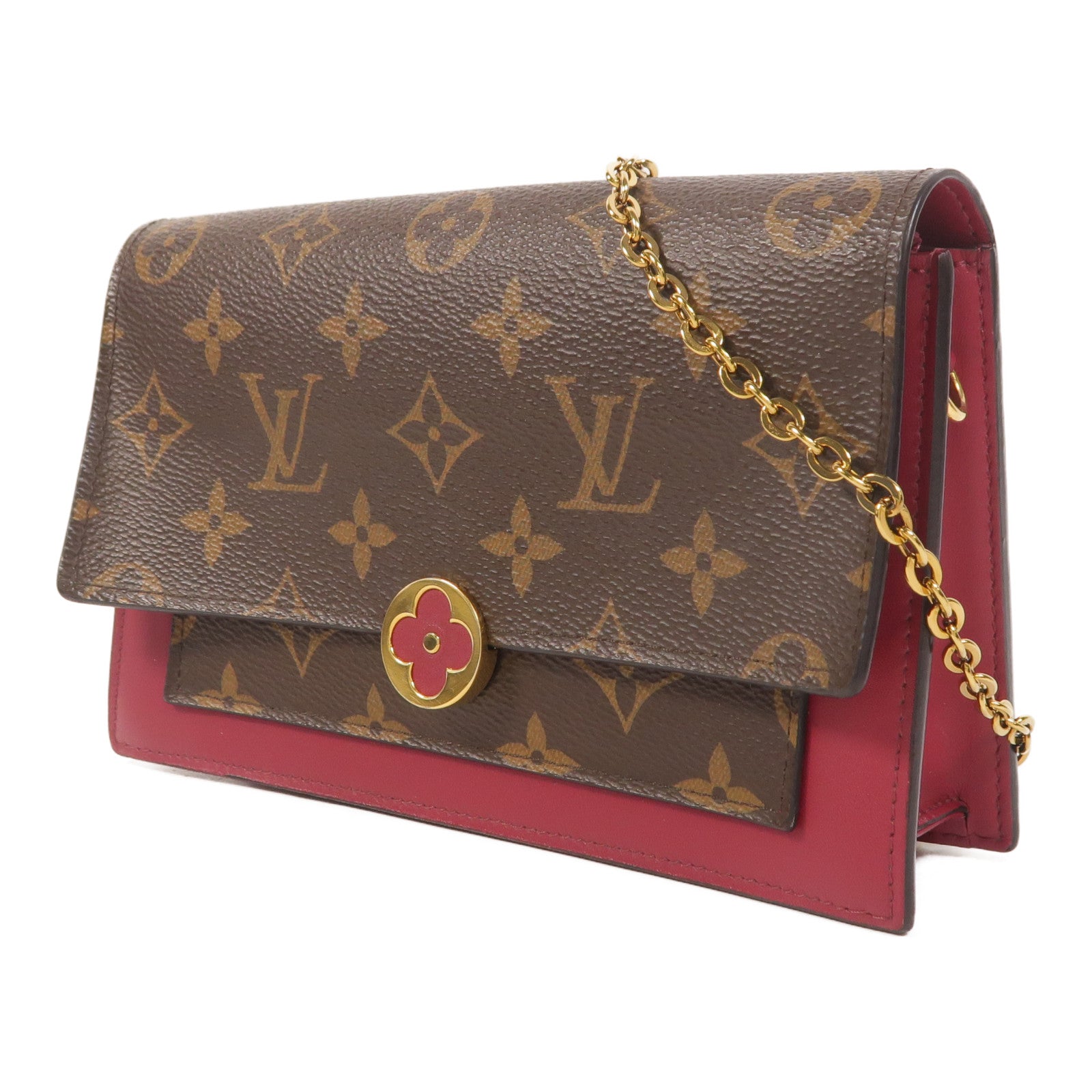 LOUIS VUITTON Monogram Portefeuille Flore鏈帶肩背袋