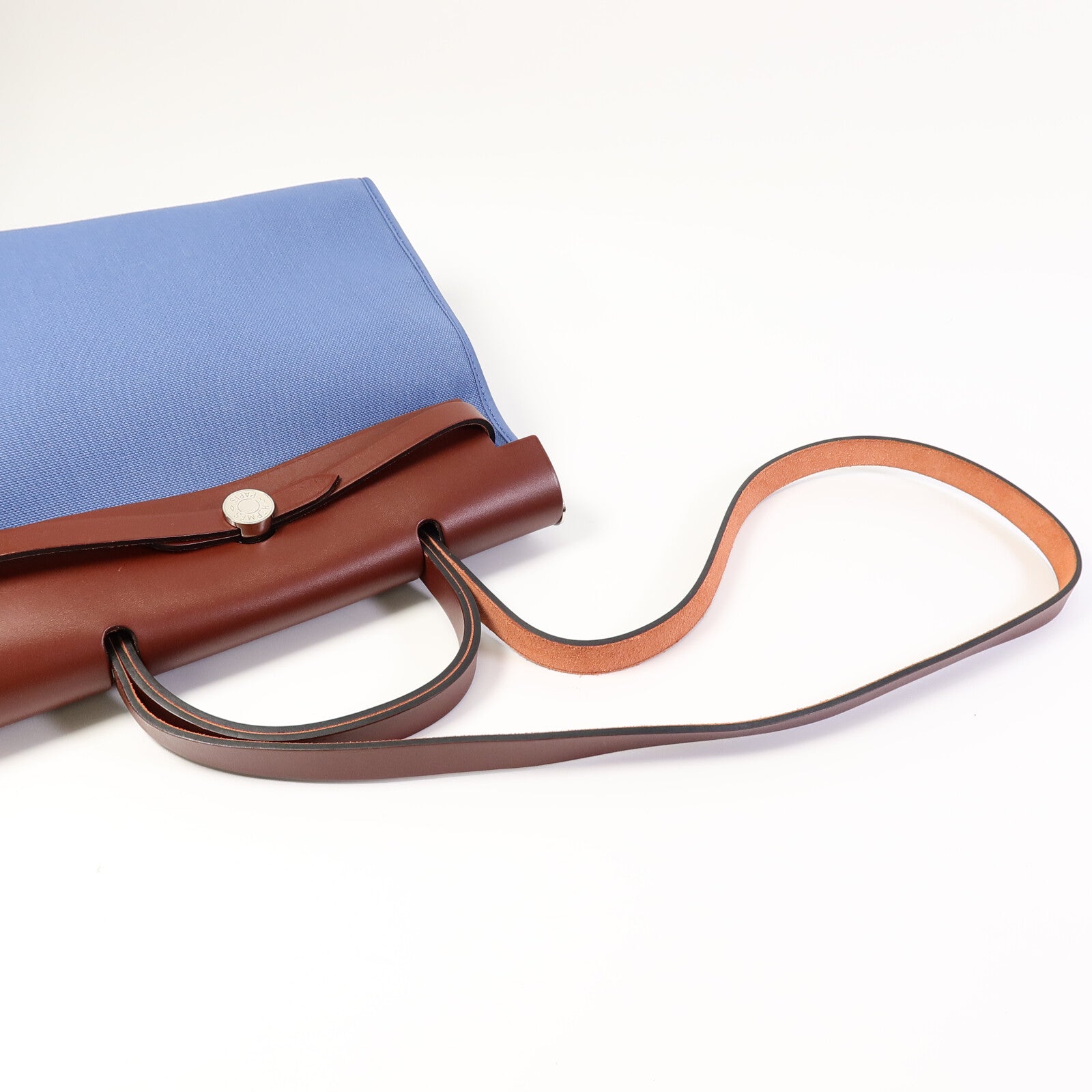 HERMES 帆布Herbag PM手挽肩背兩用袋Bleu Agate/Rouge H