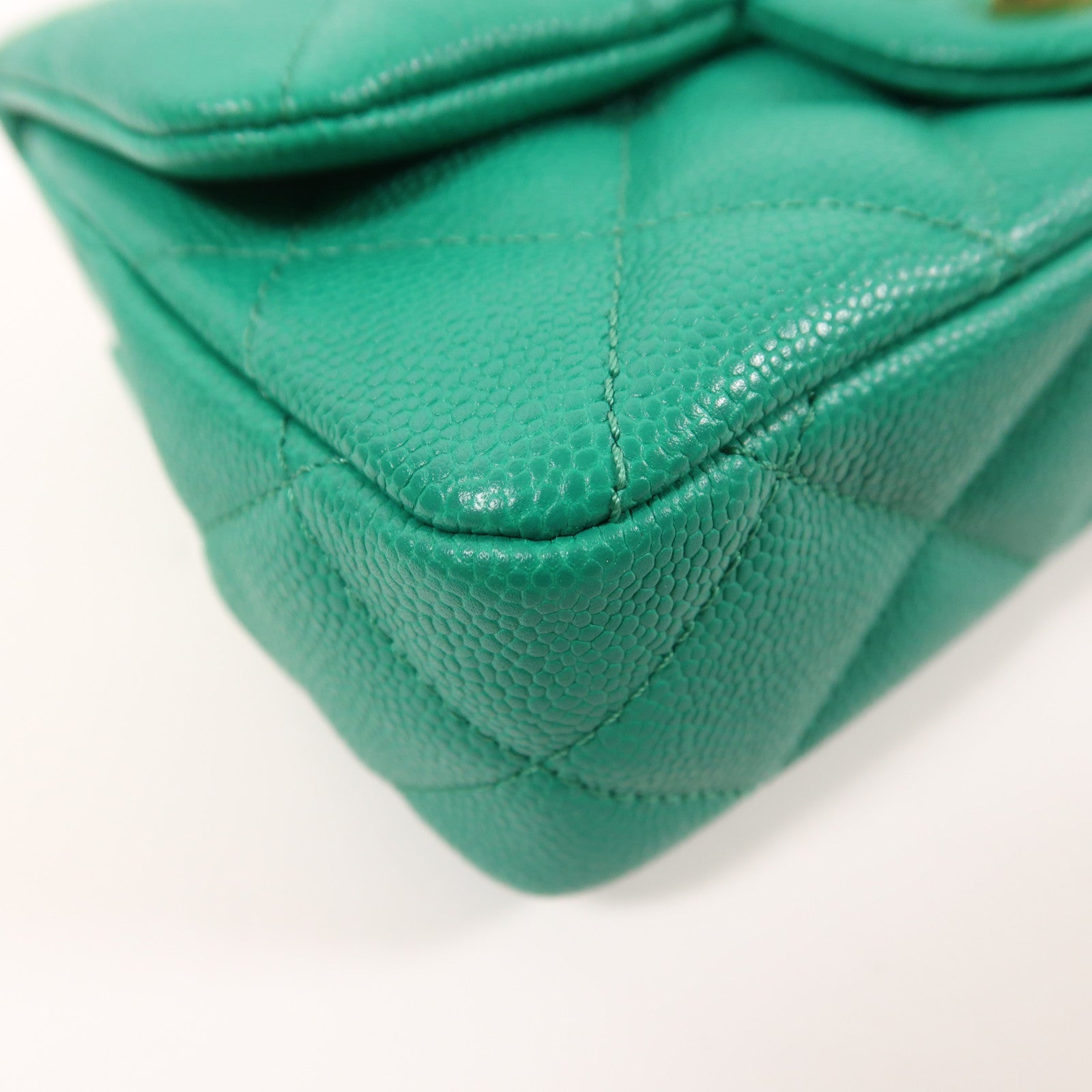 CHANEL CC GHW Chain Shoulder Bag Calfskin Leather Green