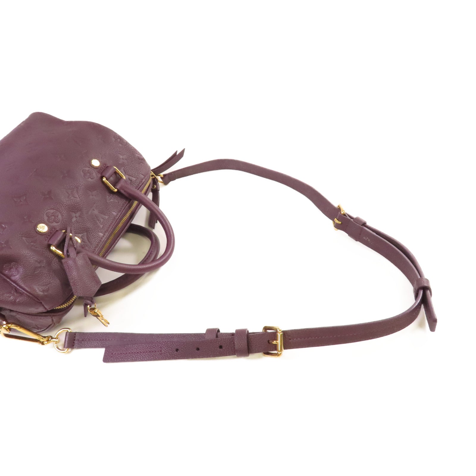LOUIS VUITTON Monogram Empreinte Speedy Bandouliere 25 2Way Shoulder Bag金扣手挽肩背兩用袋紫色